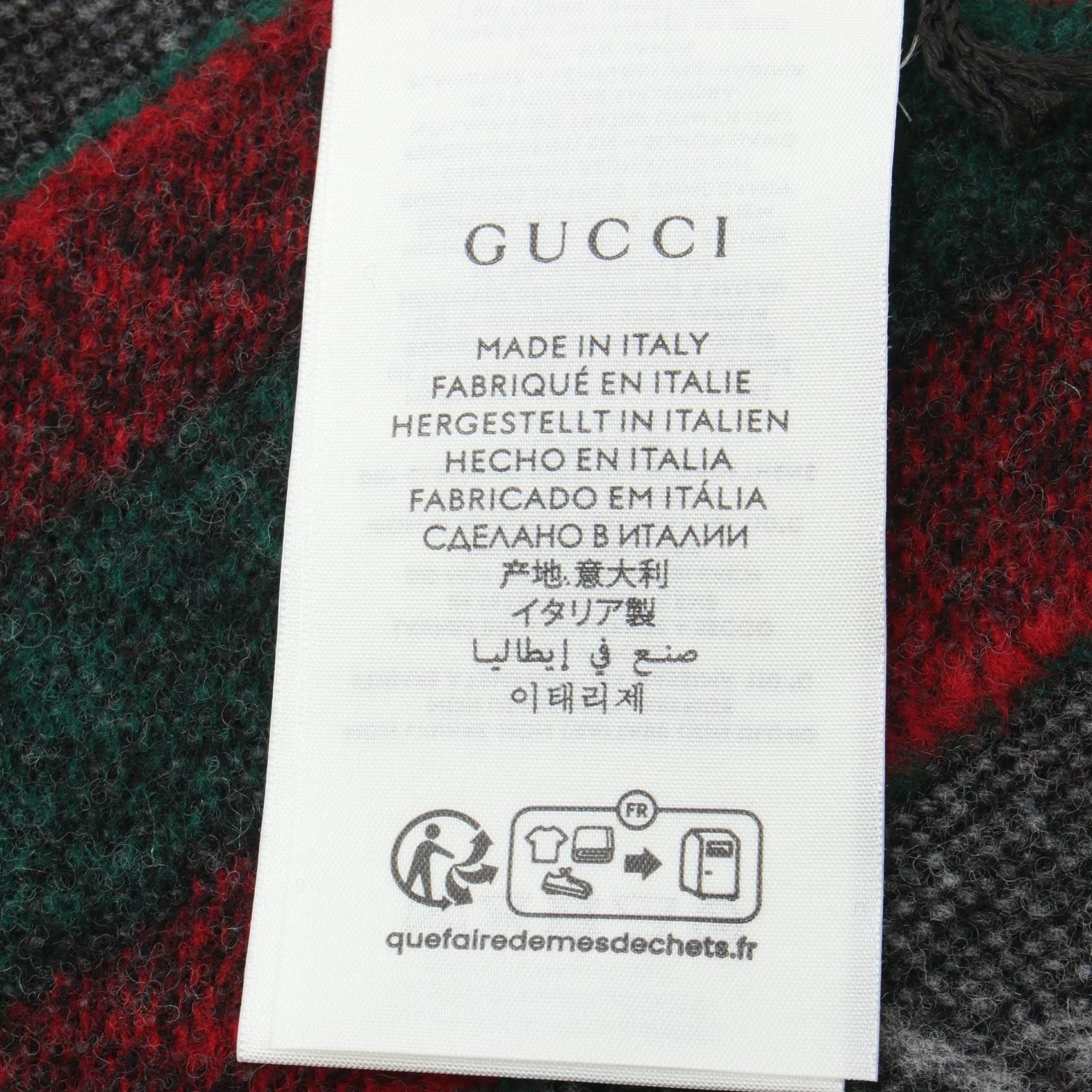 Gucci Gucci Scarf Wool Black Gray Multicolor Size ONE SIZE - 3 Thumbnail