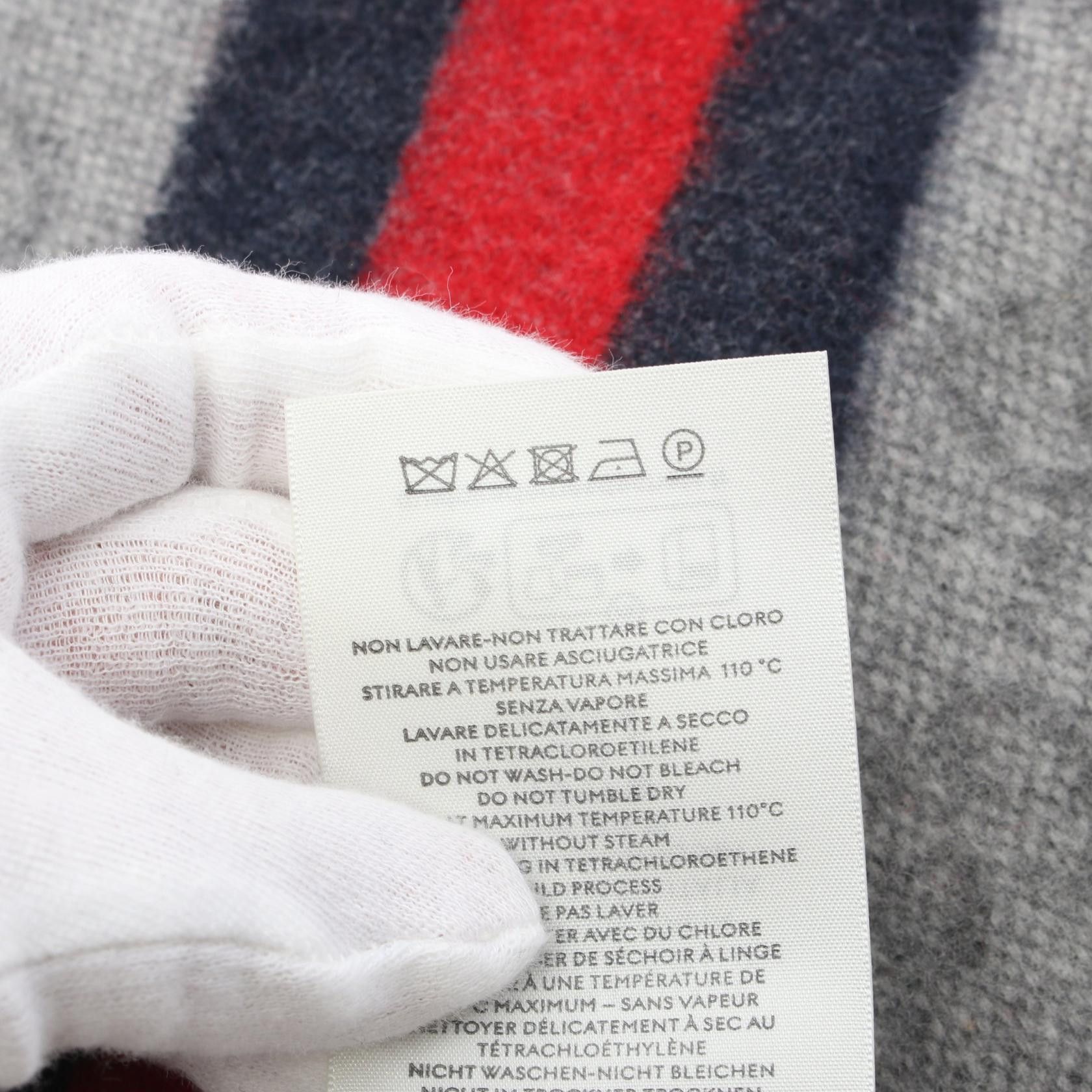 Gucci Gucci Scarf Wool Gray Navy Red Size ONE SIZE - 5 Thumbnail