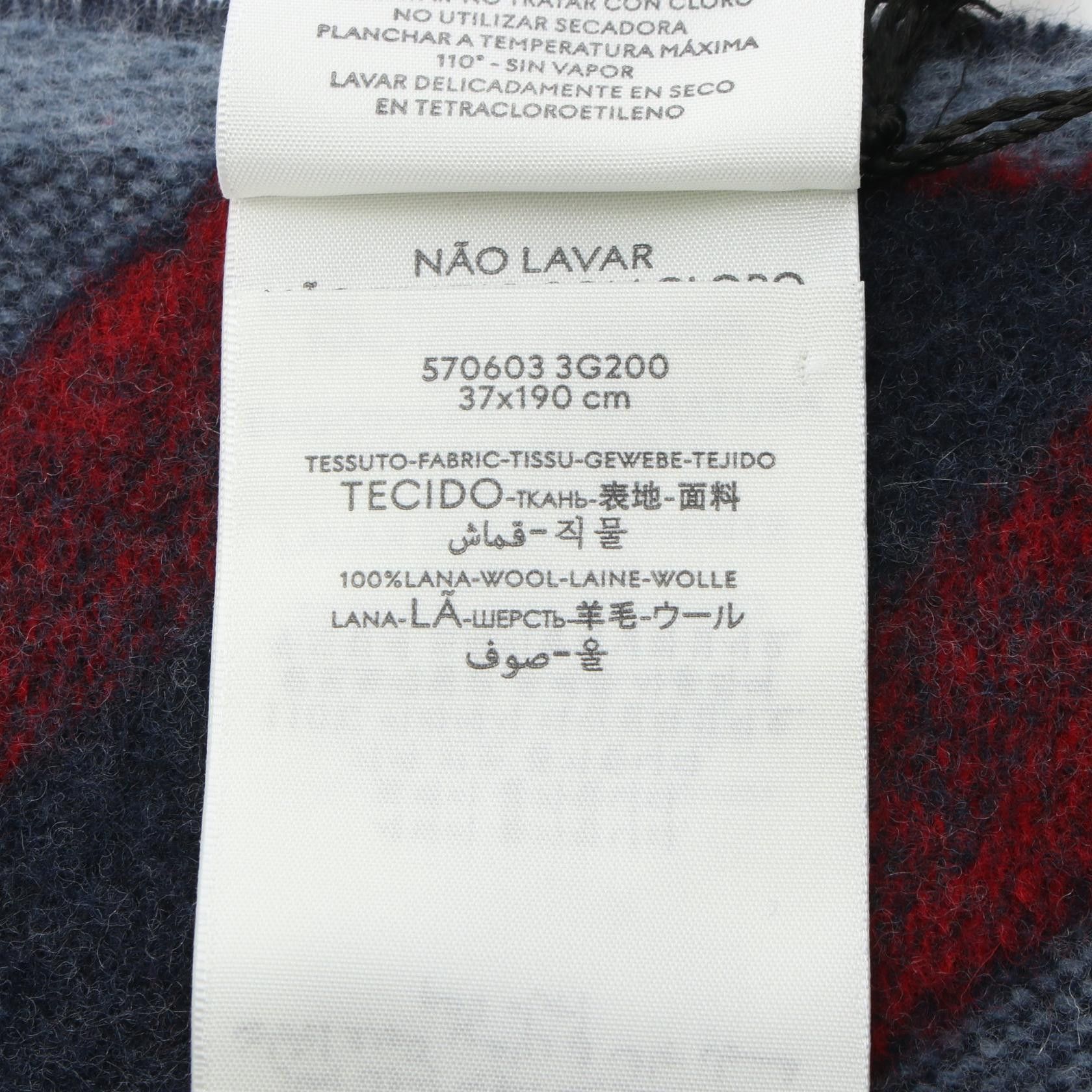 Gucci Gucci Scarf Wool Blue Navy Red Size ONE SIZE - 5 Thumbnail