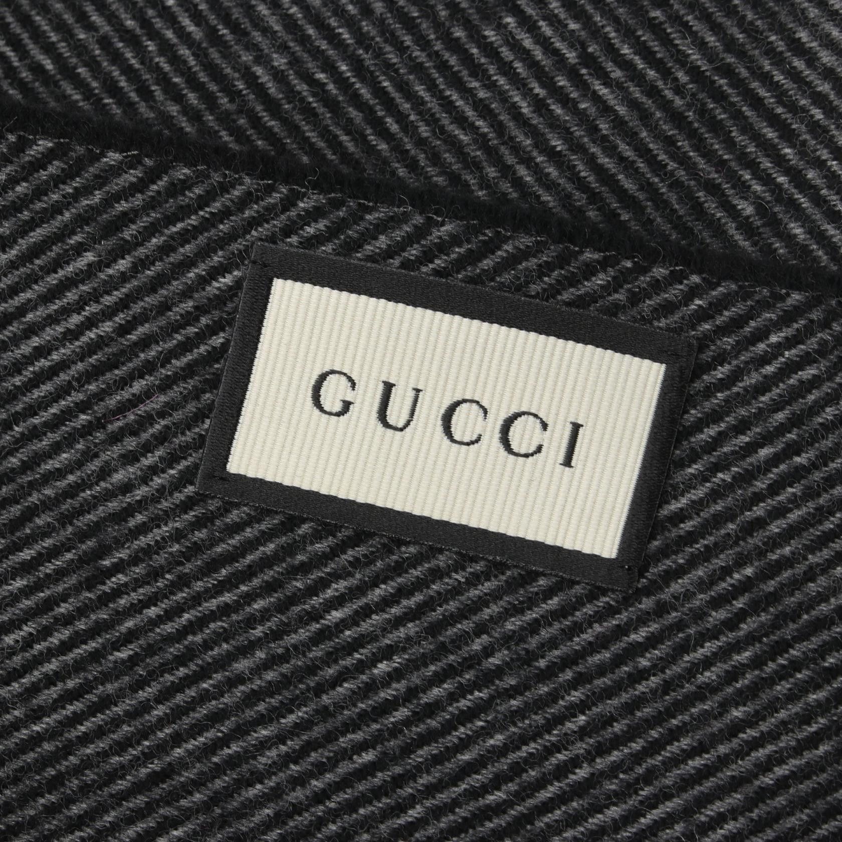 Gucci Gucci Scarf Wool Black Gray Size ONE SIZE - 2 Thumbnail