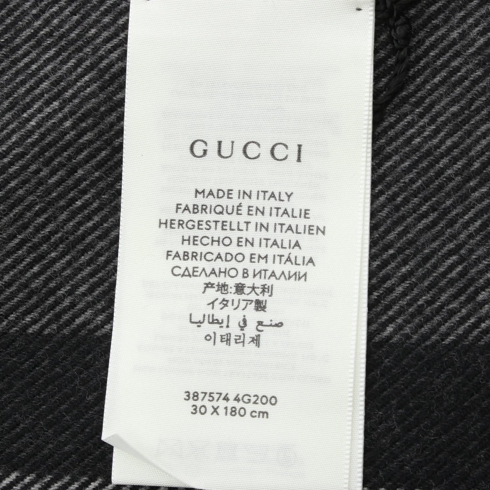Gucci Gucci Scarf Wool Black Gray Size ONE SIZE - 3 Thumbnail