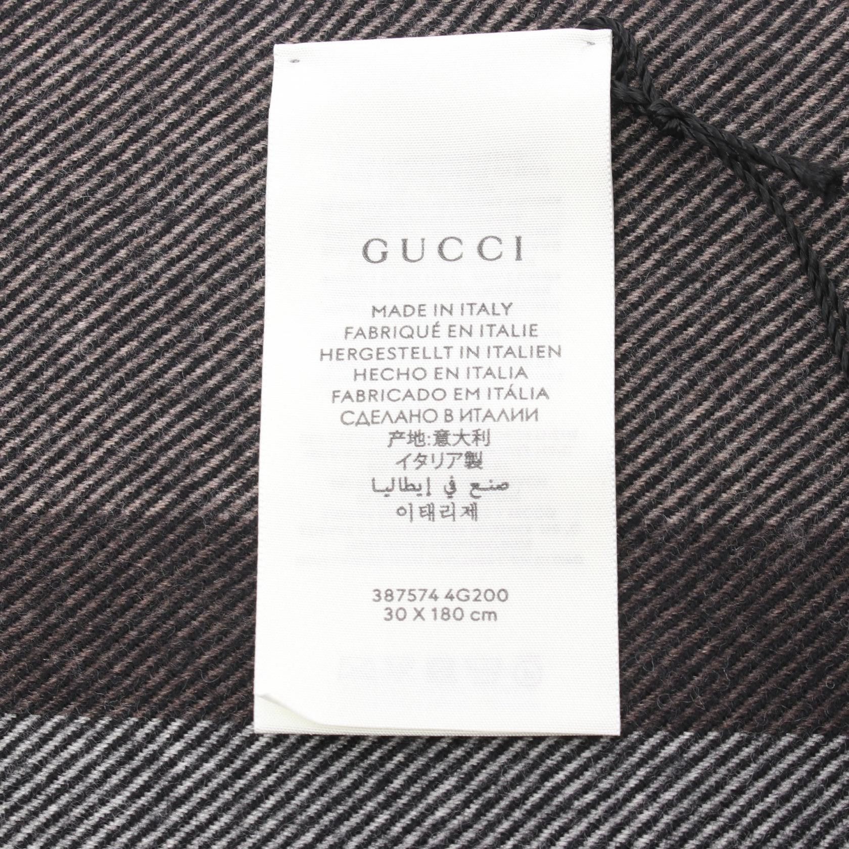 Gucci Gucci Scarf Wool Black Brown Multicolor Size ONE SIZE - 3 Thumbnail