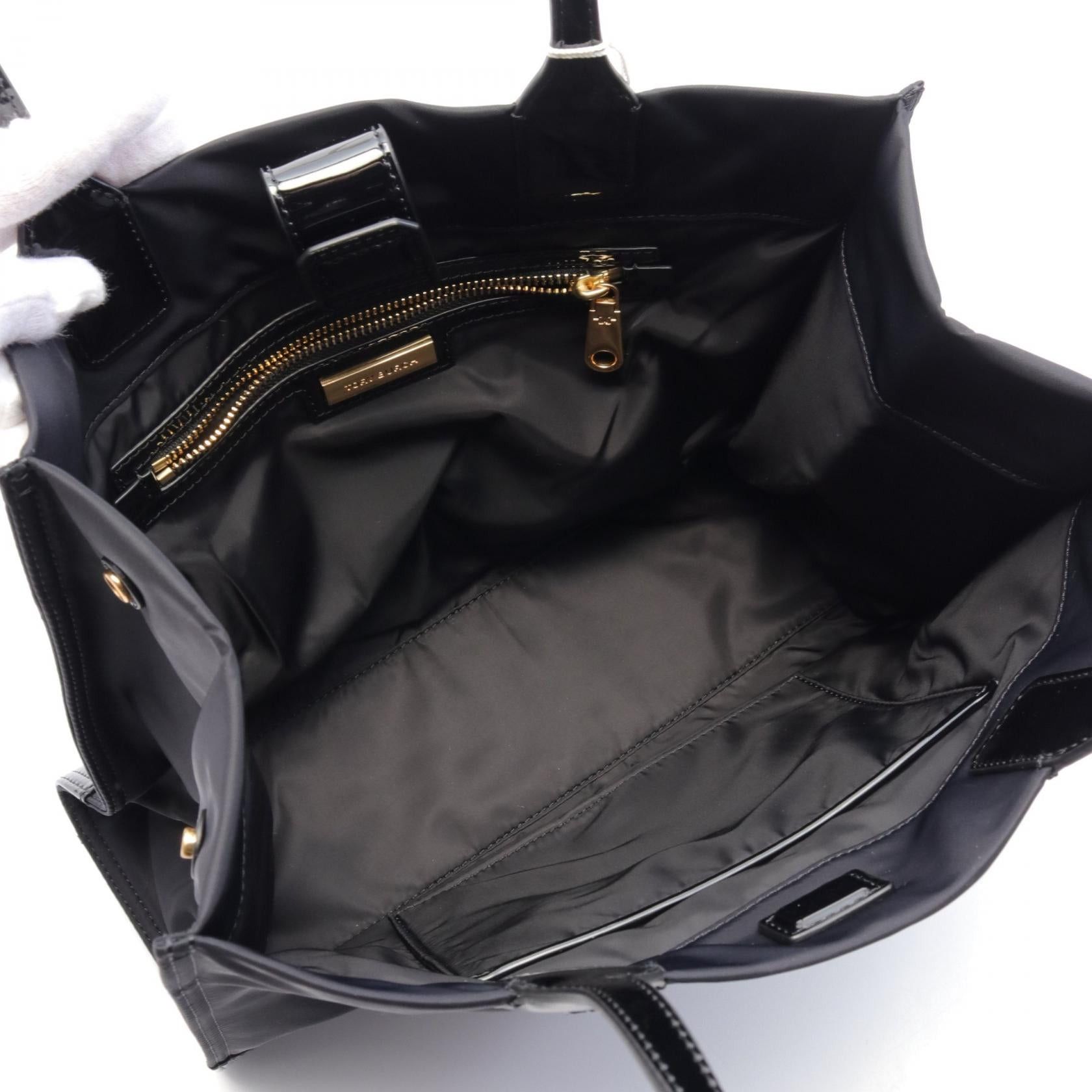 Tory Burch Tory Burch Ella Patent Samll Tote Small Handbag Bag Nylon Enamel Black Size ONE SIZE - 3 Thumbnail
