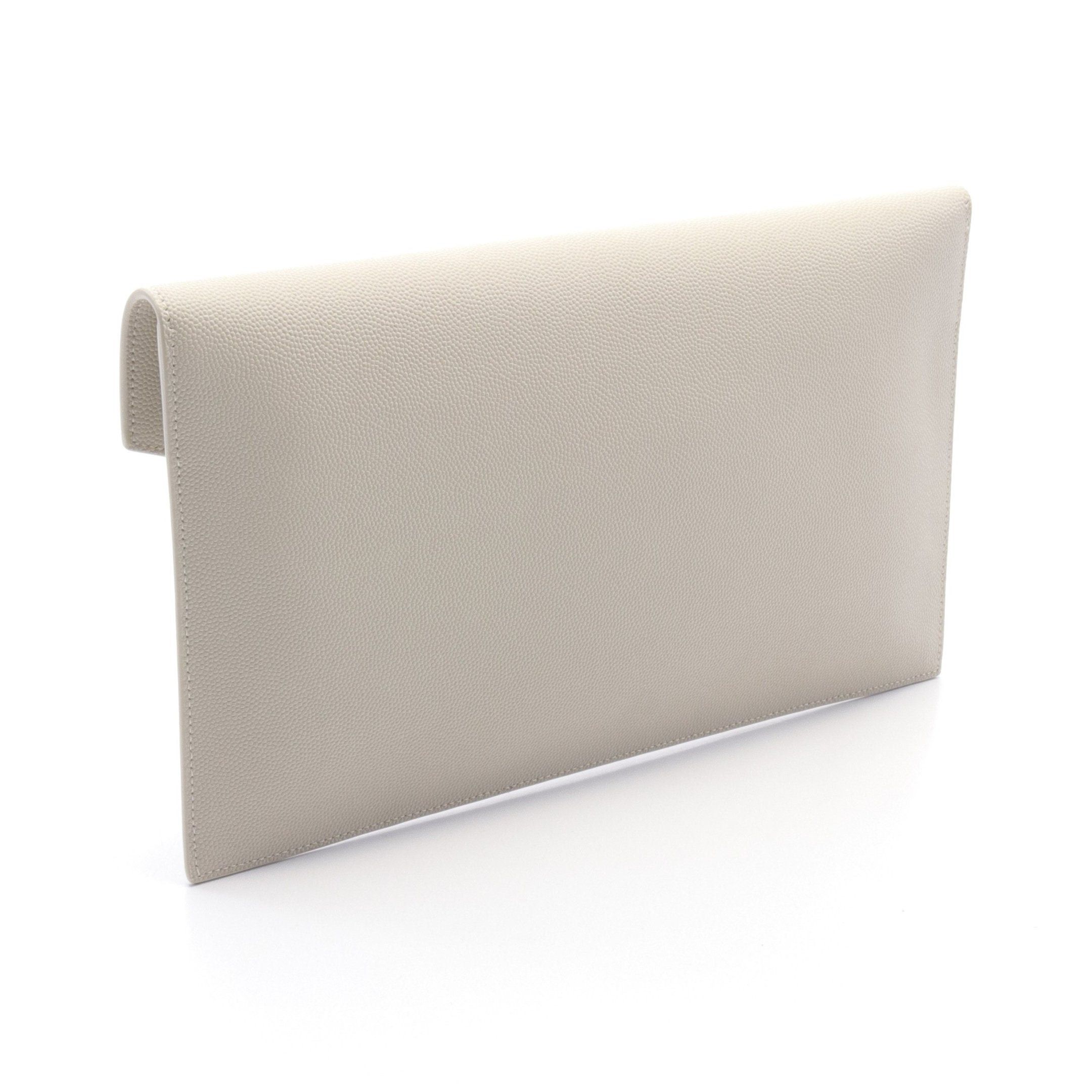 Yves Saint Laurent Yves Saint Laurent Ysl Logo Clutch Bag Leather Ivory Size ONE SIZE - 2 Thumbnail