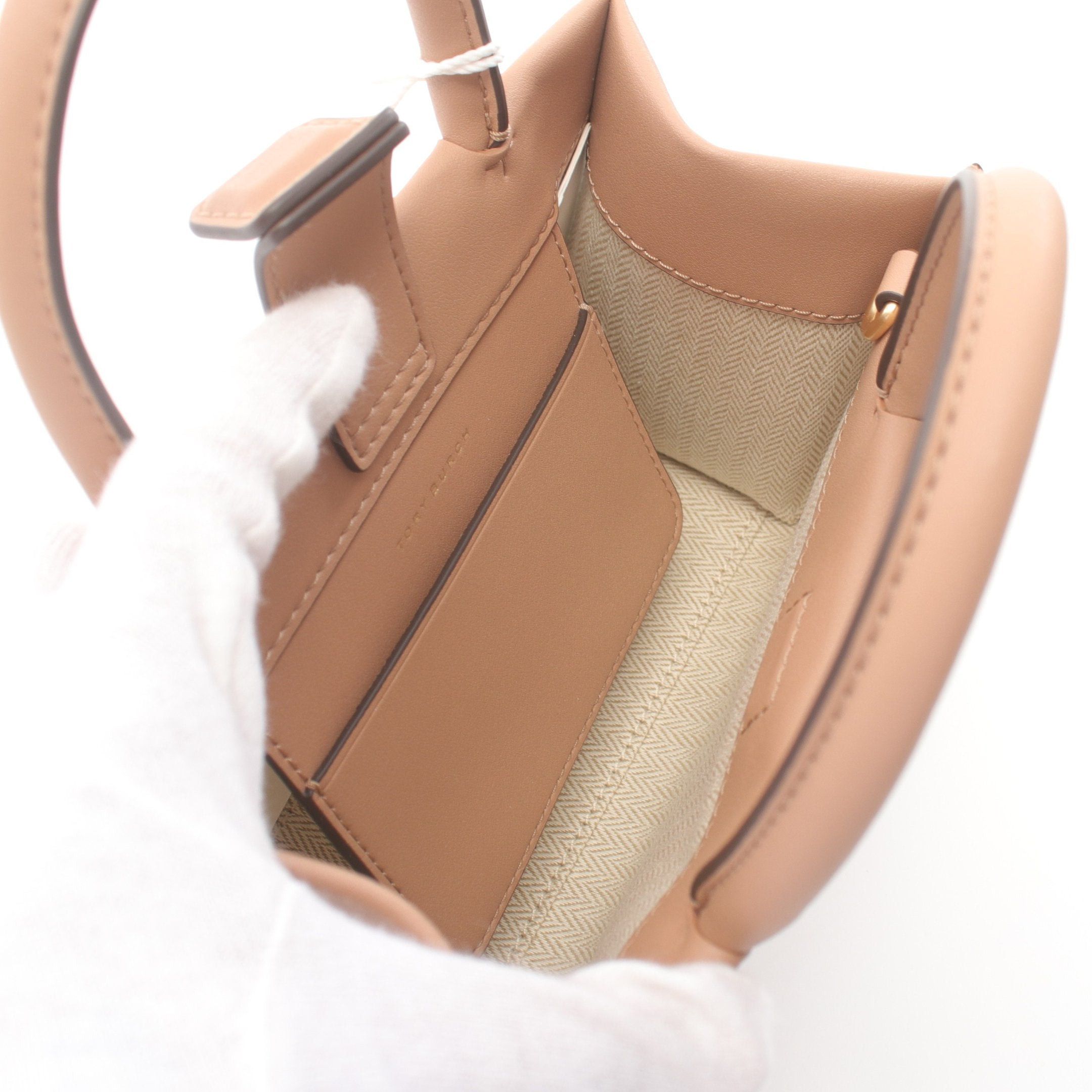 Tory Burch Tory Burch Ella Bio Mini Handbag Tote Bag Fake Leather Beige Size ONE SIZE - 3 Thumbnail