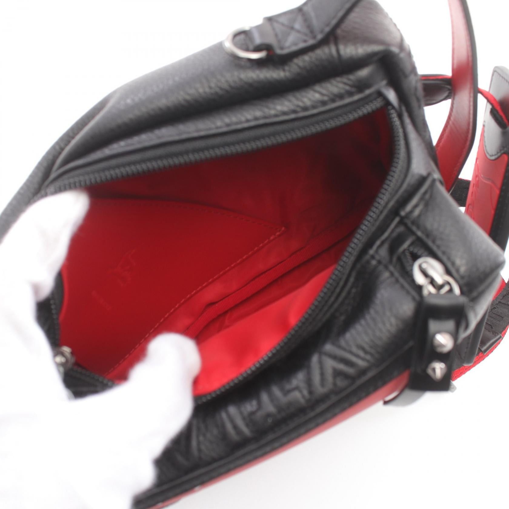 Christian Louboutin Christian Louboutin Loubideal Sneakers Body Bag Leather Black Red Size ONE SIZE - 3 Thumbnail