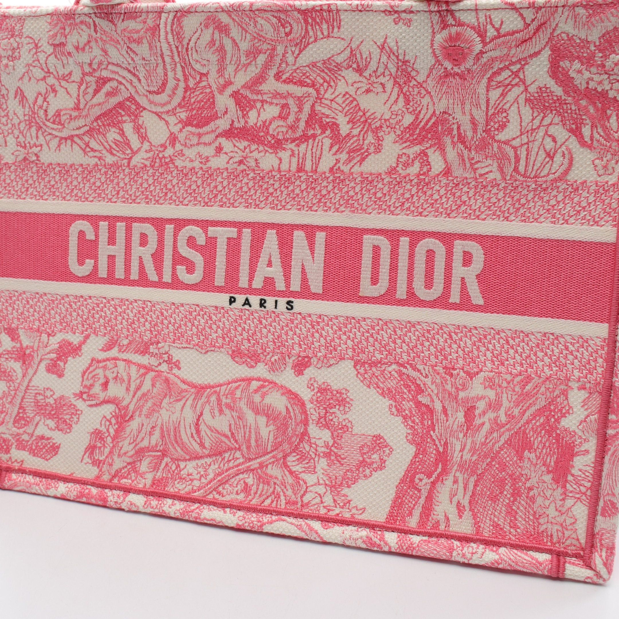 Dior Dior Dioriviera Dior Book Tote Medium Toile De Jouy Handbag Bag Canvas Pink White Size ONE SIZE - 5 Thumbnail