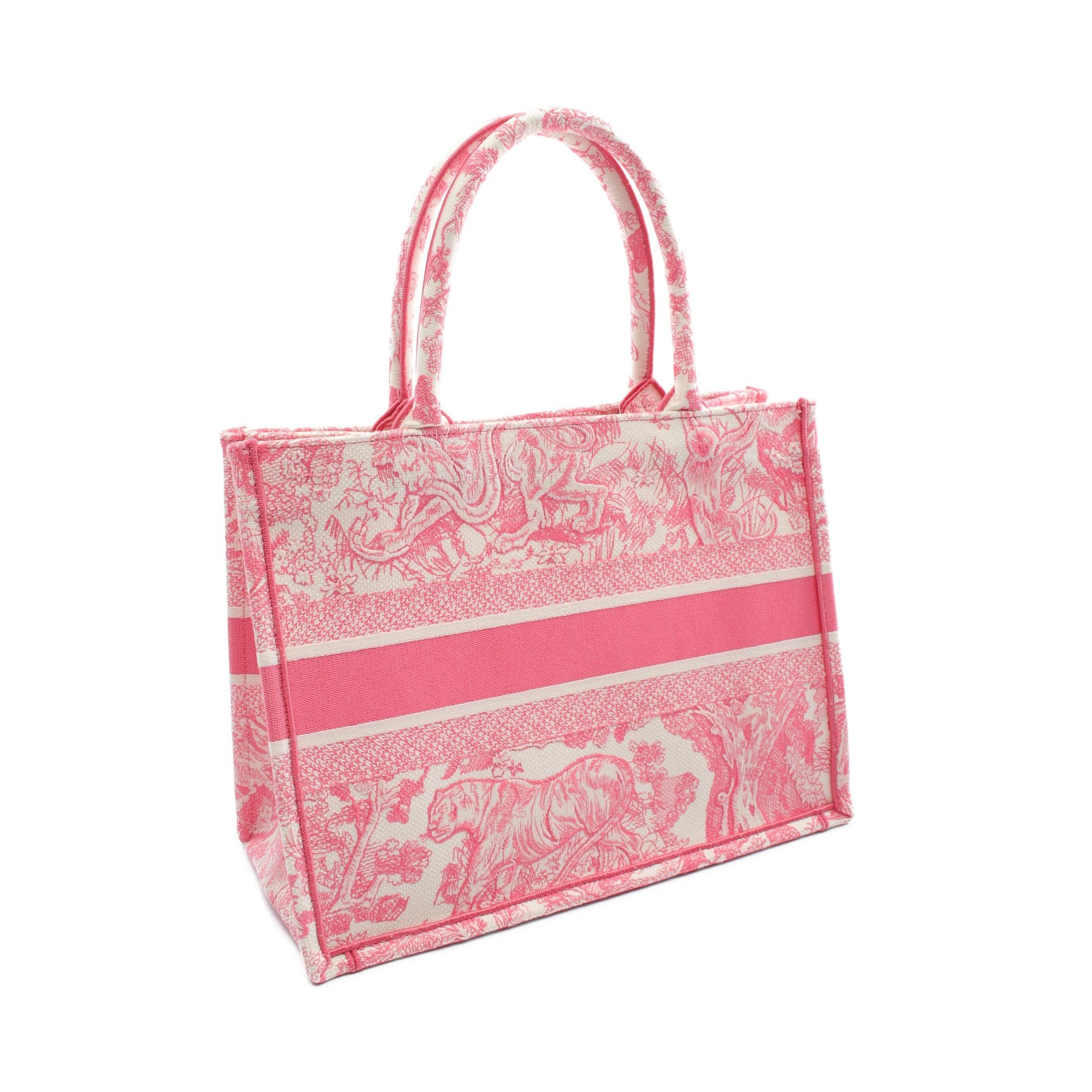 Dior Dior Dioriviera Dior Book Tote Medium Toile De Jouy Handbag Bag Canvas Pink White Size ONE SIZE - 2 Thumbnail