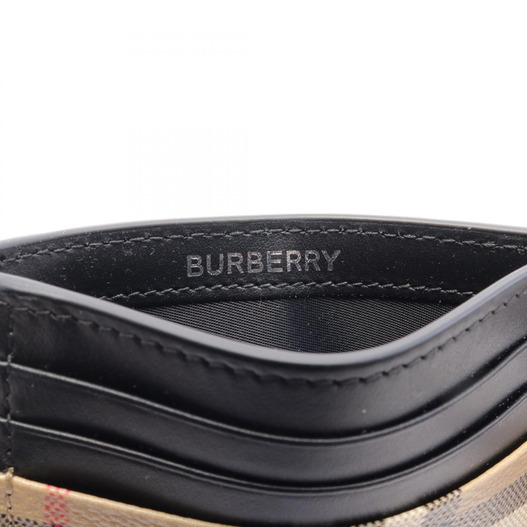 Burberry Burberry Check Card Case Coated Canvas Leather Beige Black Multicolor Size ONE SIZE - 4 Thumbnail