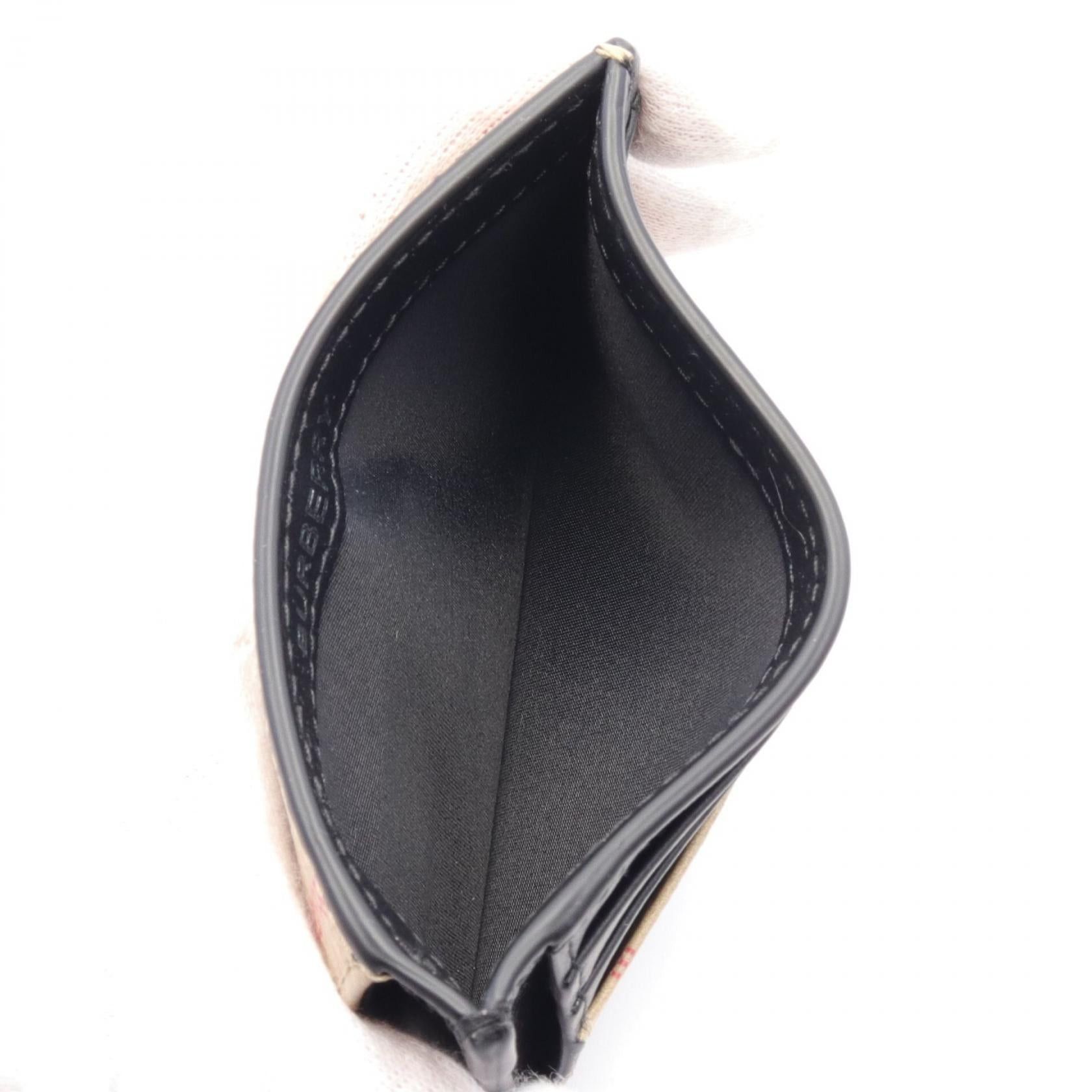 Burberry Burberry Check Card Case Coated Canvas Leather Beige Black Multicolor Size ONE SIZE - 3 Thumbnail