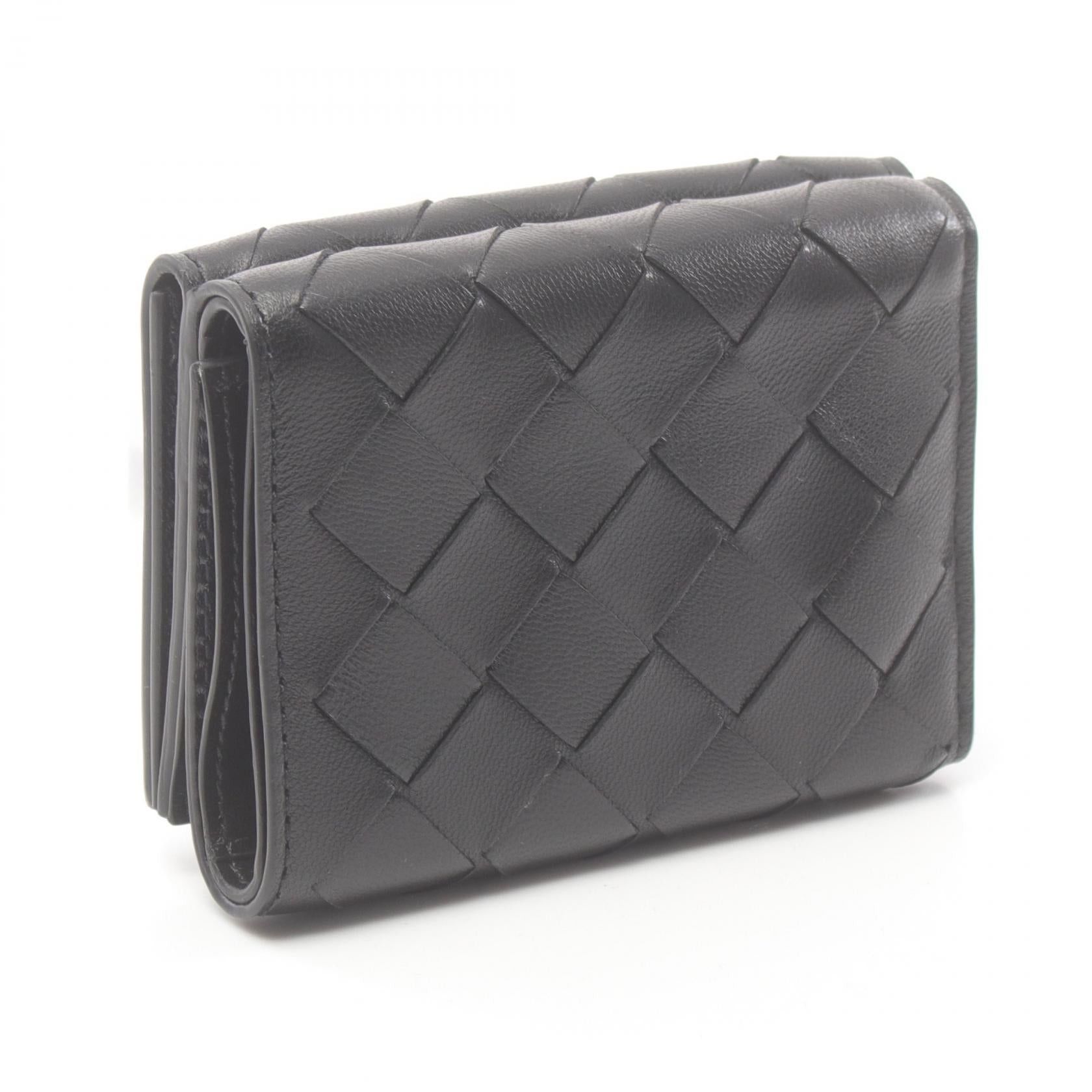 Bottega Veneta Bottega Veneta Intrecciato Trifold Wallet Leather Black Size ONE SIZE - 2 Thumbnail
