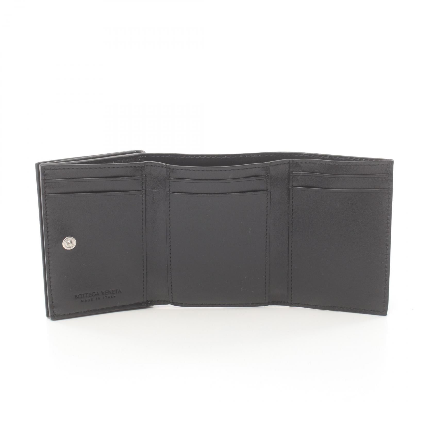 Bottega Veneta Bottega Veneta Intrecciato Trifold Wallet Leather Black Size ONE SIZE - 3 Thumbnail