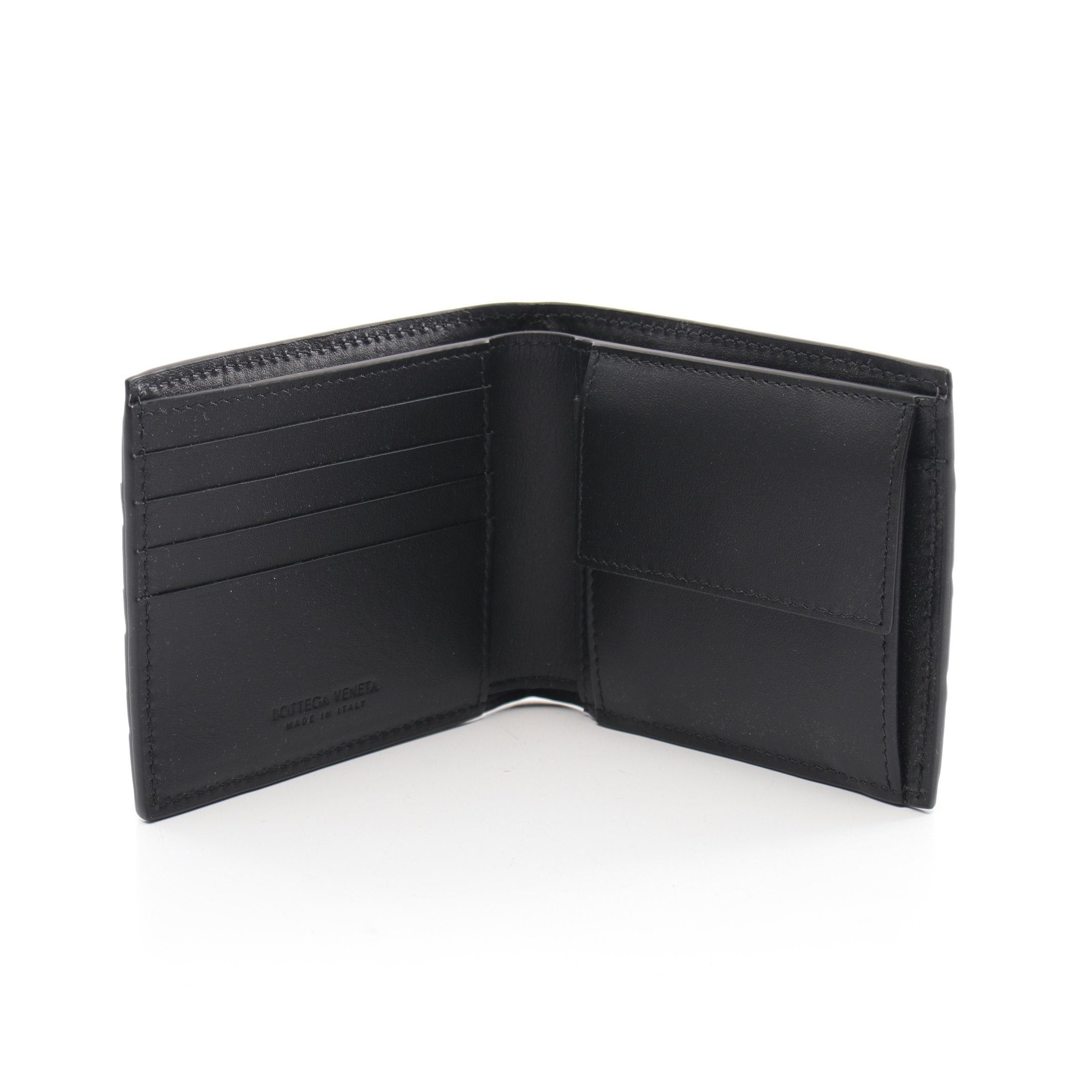 Bottega Veneta Bottega Veneta Intrecciato Bi-Fold Wallet Leather Black Size ONE SIZE - 3 Thumbnail