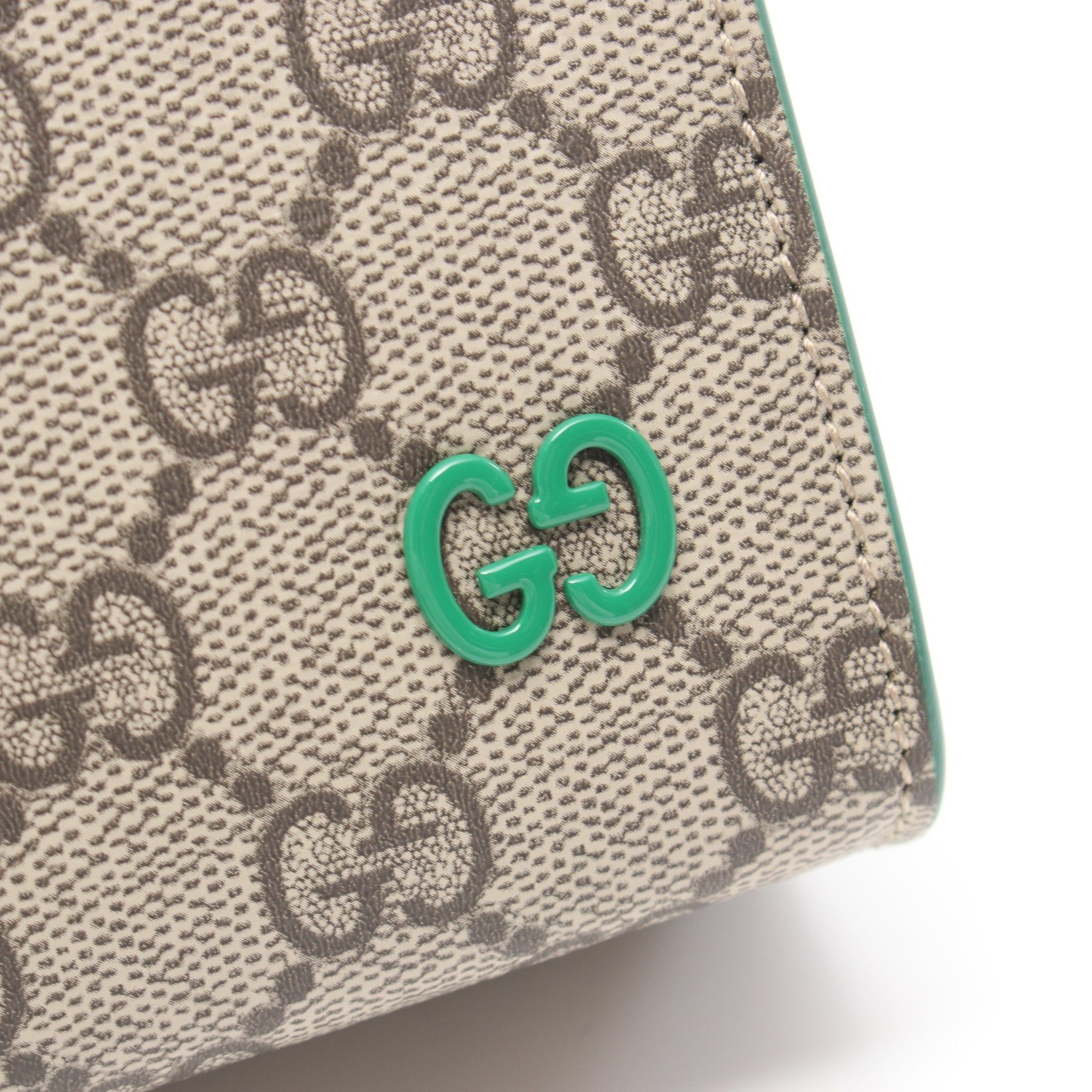 Gucci Gucci Gg Supreme Pouch Clutch Bag Leather Beige Green Size ONE SIZE - 4 Thumbnail
