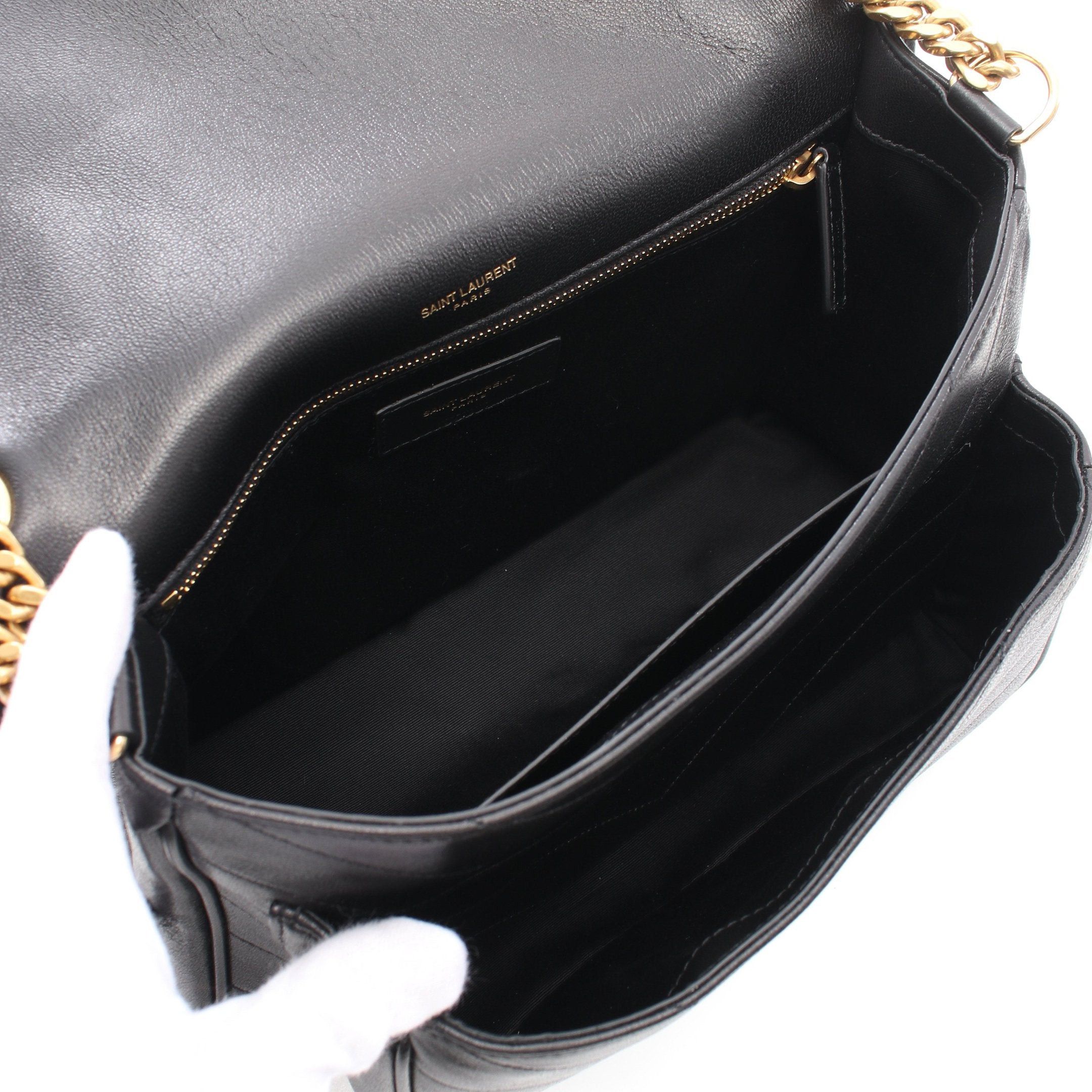 Yves Saint Laurent Yves Saint Laurent Double Chain Shoulder Bag Leather Black Size ONE SIZE - 3 Thumbnail