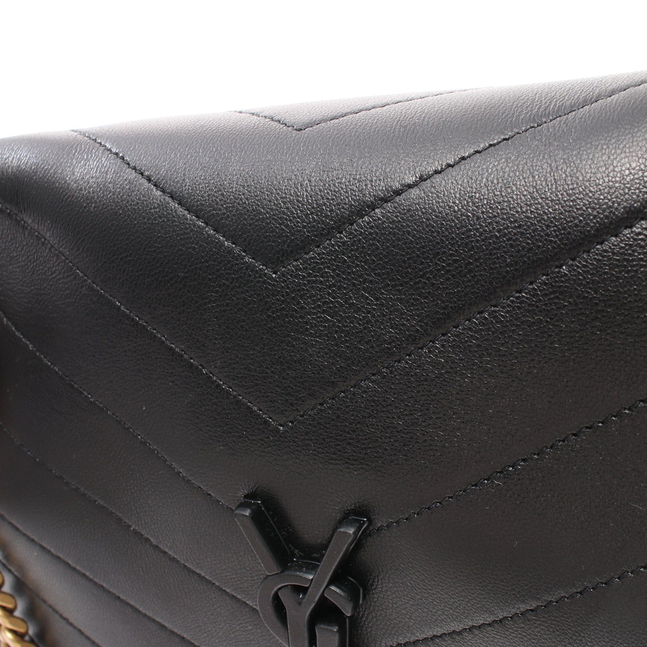 Yves Saint Laurent Yves Saint Laurent Double Chain Shoulder Bag Leather Black Size ONE SIZE - 7 Thumbnail