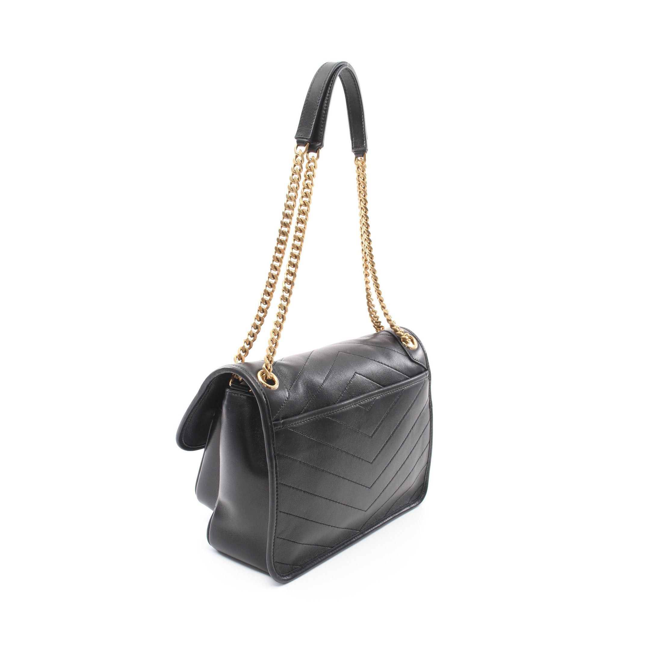 Yves Saint Laurent Yves Saint Laurent Double Chain Shoulder Bag Leather Black Size ONE SIZE - 2 Thumbnail