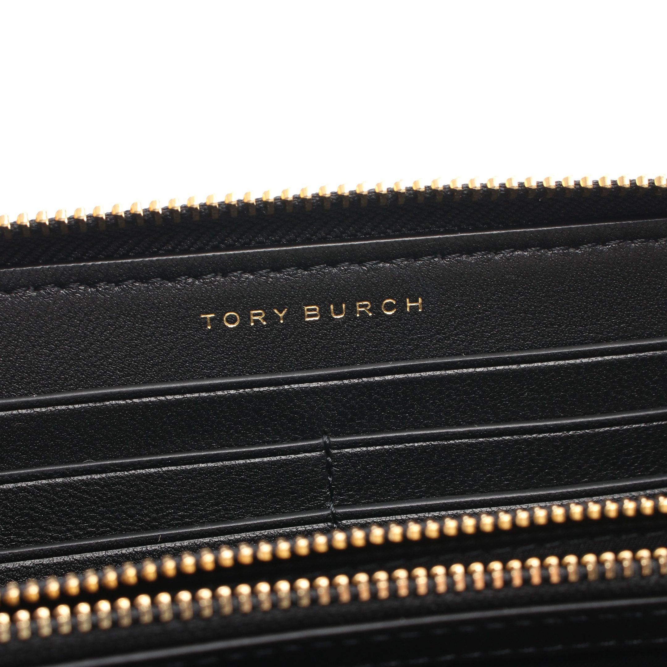 Tory Burch Tory Burch Kira Chevron Round Zipper Long Wallet Leather Black Size ONE SIZE - 4 Thumbnail