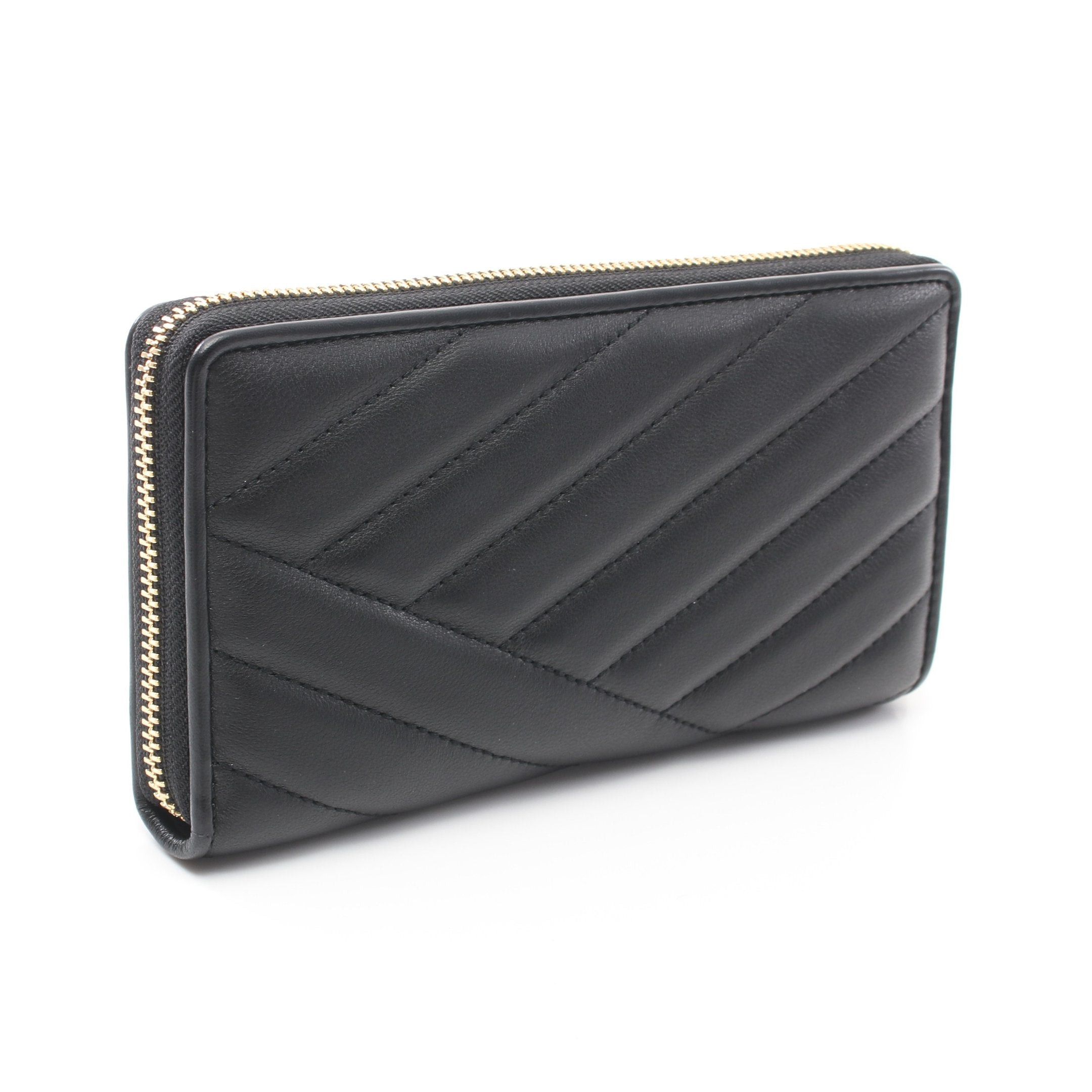 Tory Burch Tory Burch Kira Chevron Round Zipper Long Wallet Leather Black Size ONE SIZE - 2 Thumbnail
