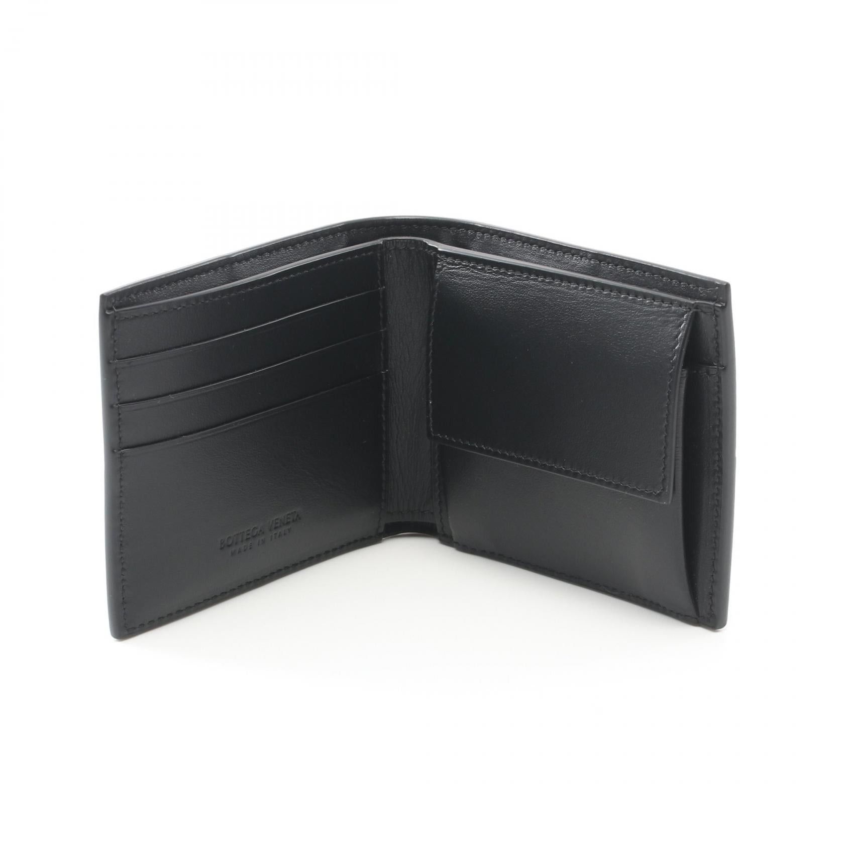 Bottega Veneta Bottega Veneta Maxi Intrecciato Bi-Fold Wallet Leather Black Size ONE SIZE - 3 Thumbnail