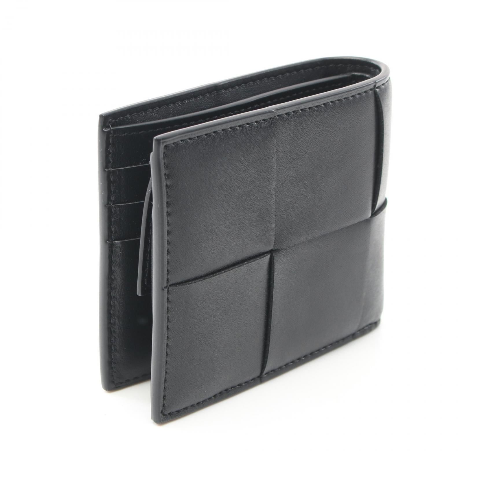 Bottega Veneta Bottega Veneta Maxi Intrecciato Bi-Fold Wallet Leather Black Size ONE SIZE - 2 Thumbnail