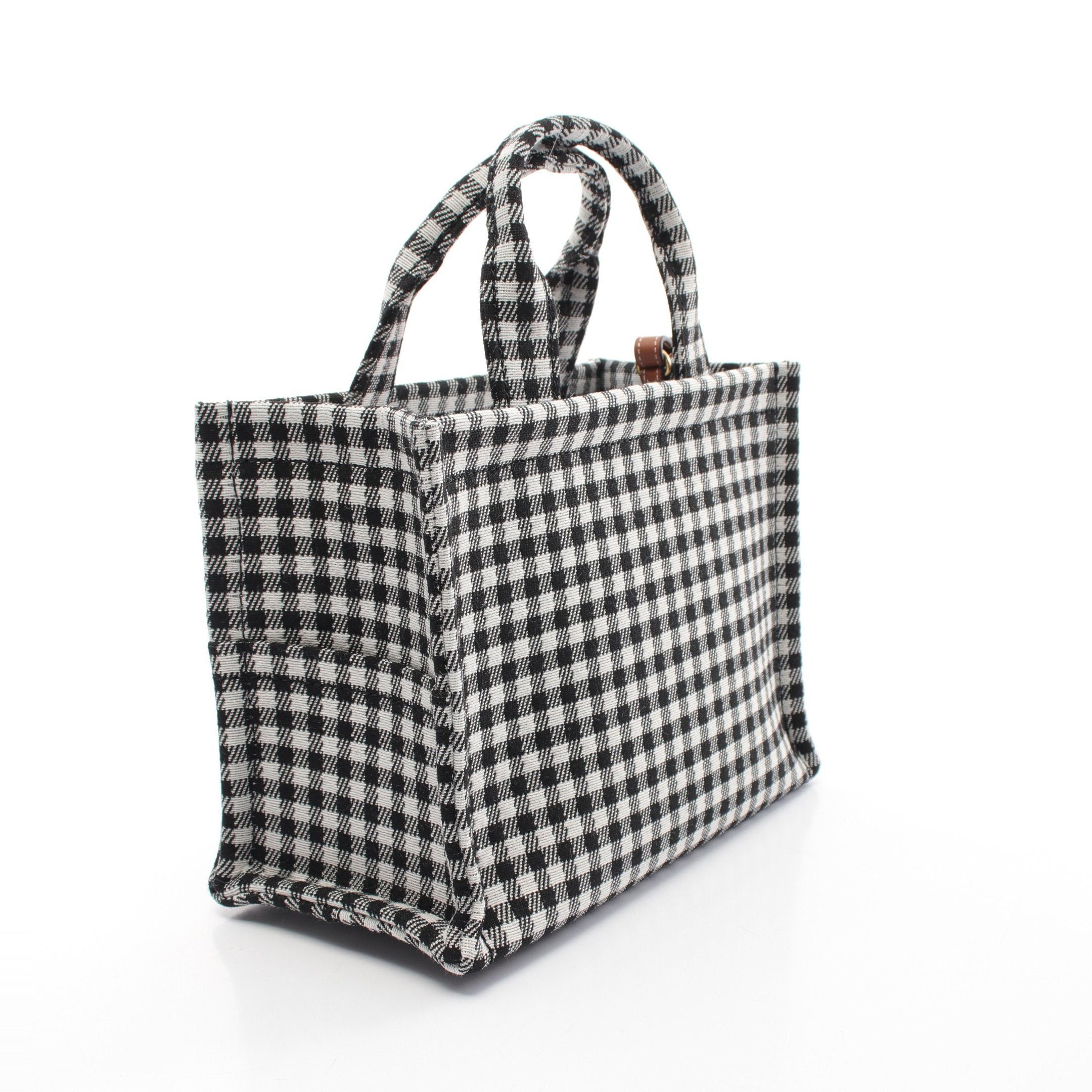 Celine Celine Small Cabas Hippopotamus Thais Handbag Tote Bag Check Canvas Black White Size ONE SIZE - 2 Thumbnail