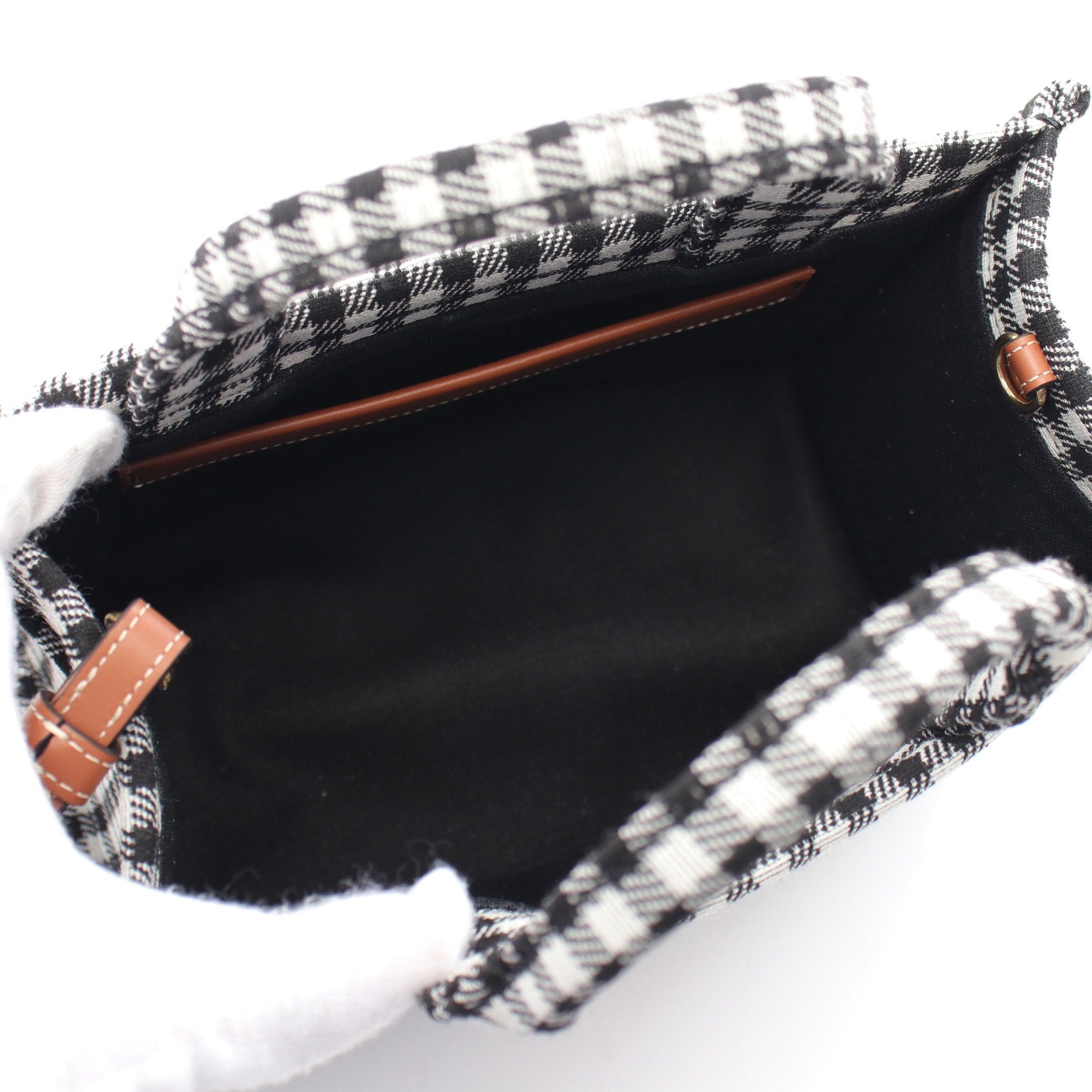 Celine Celine Small Cabas Hippopotamus Thais Handbag Tote Bag Check Canvas Black White Size ONE SIZE - 3 Thumbnail