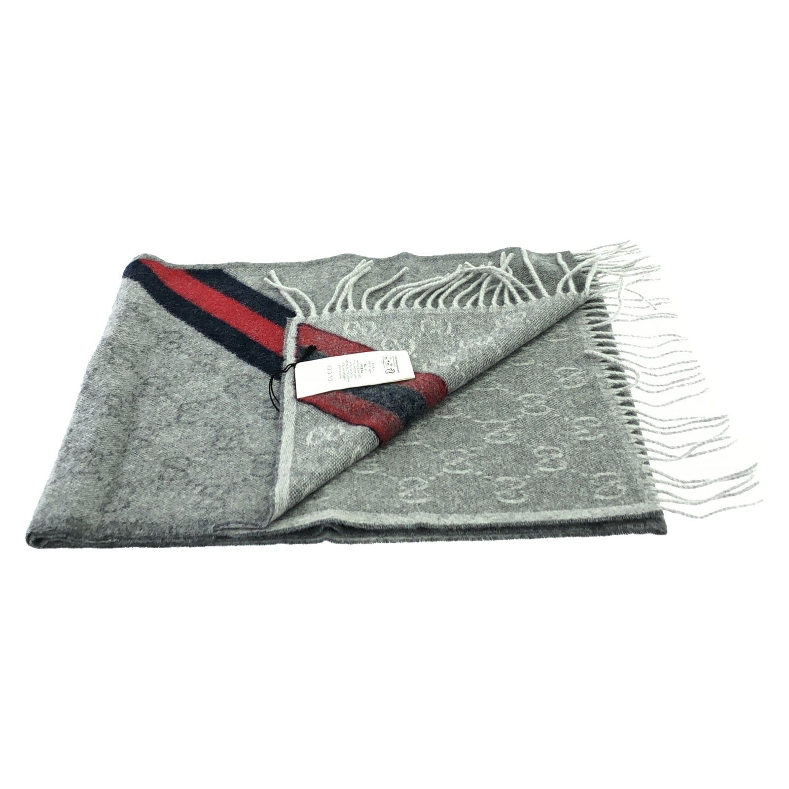 Gucci Gucci Scarf Wool Gray Size ONE SIZE - 2 Thumbnail