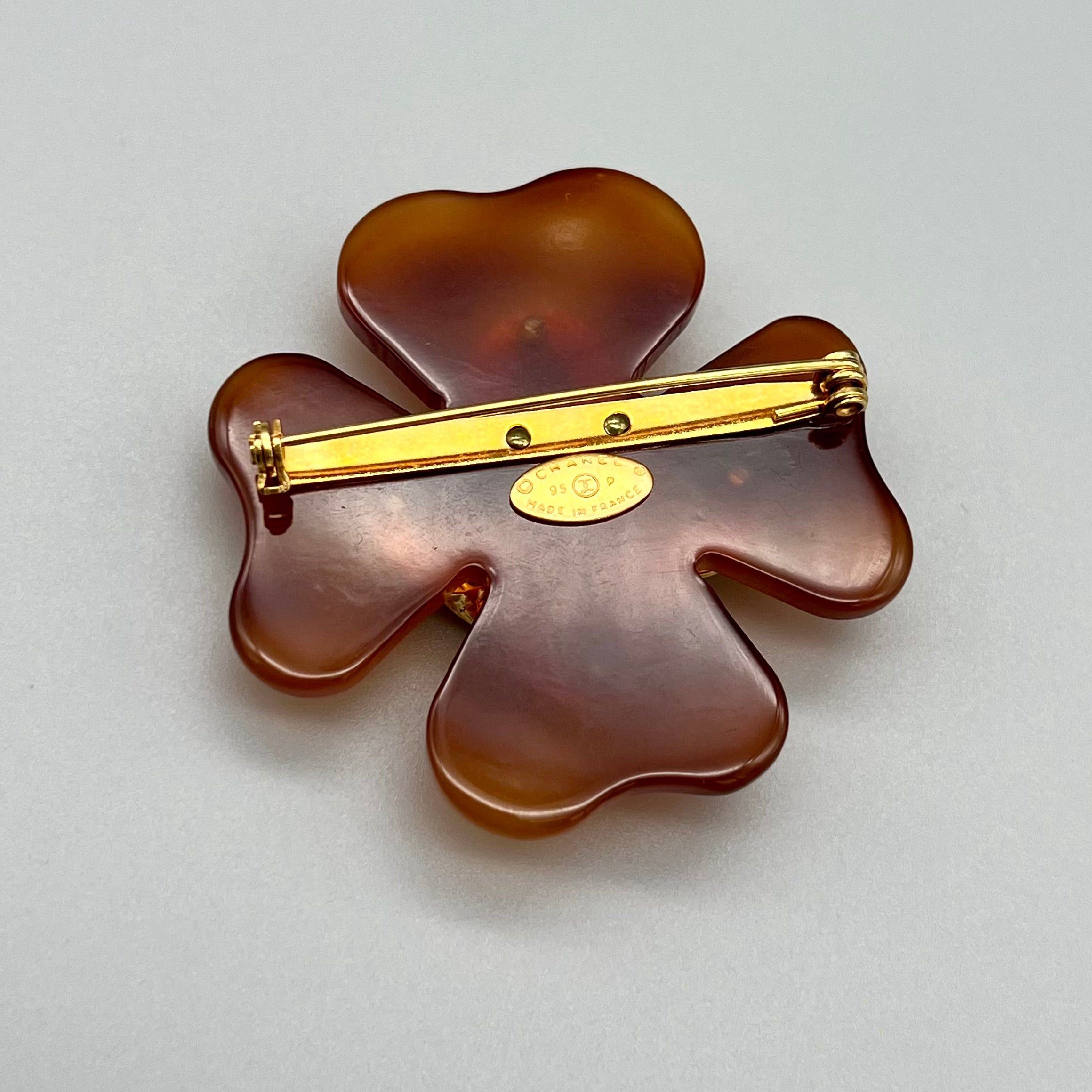 Chanel Chanel Tortoiseshell Four-Leaf Coco Mark Brooch 95P Size ONE SIZE - 4 Thumbnail
