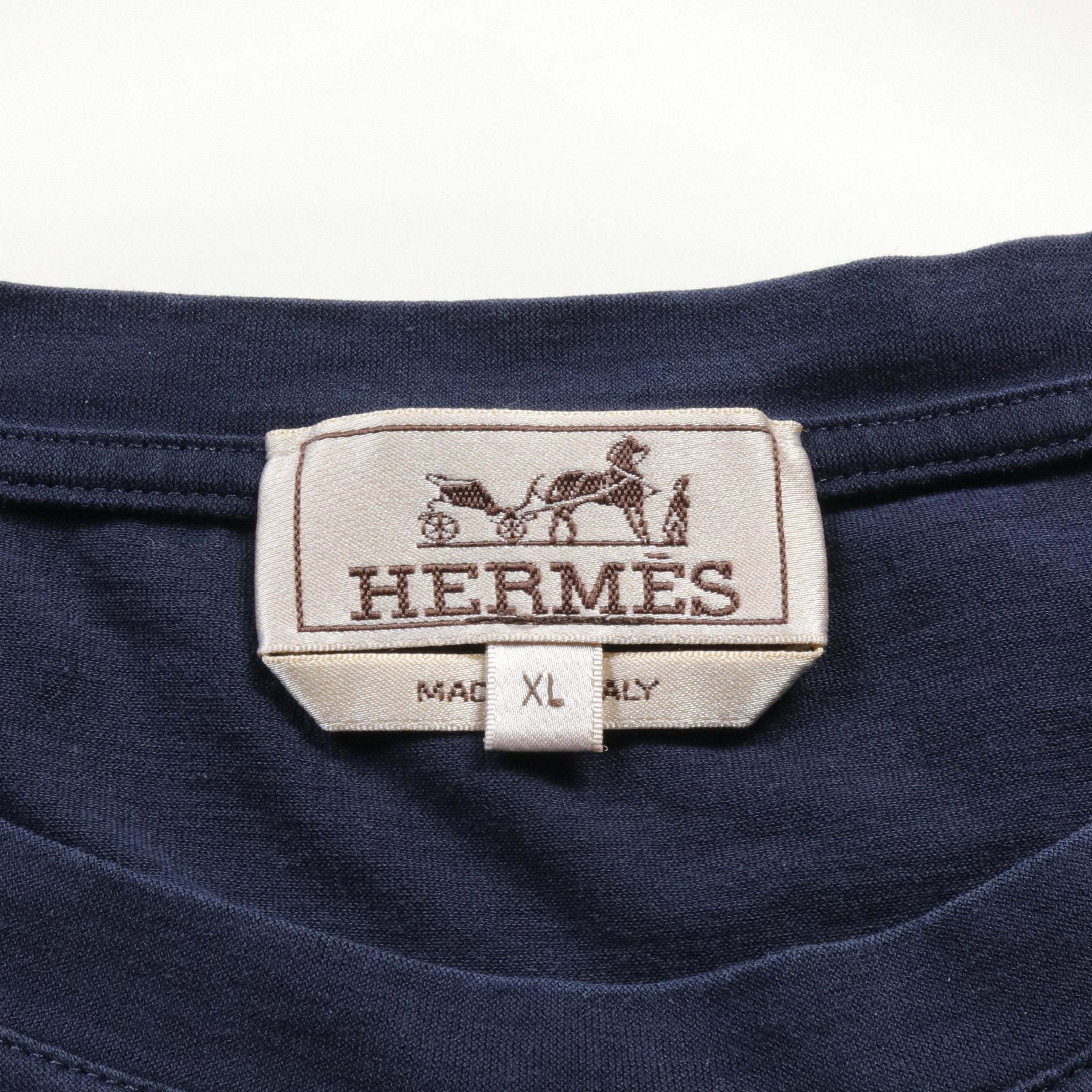 Hermes Hermes T-Shirt Cotton Navy Size ONE SIZE - 3 Thumbnail