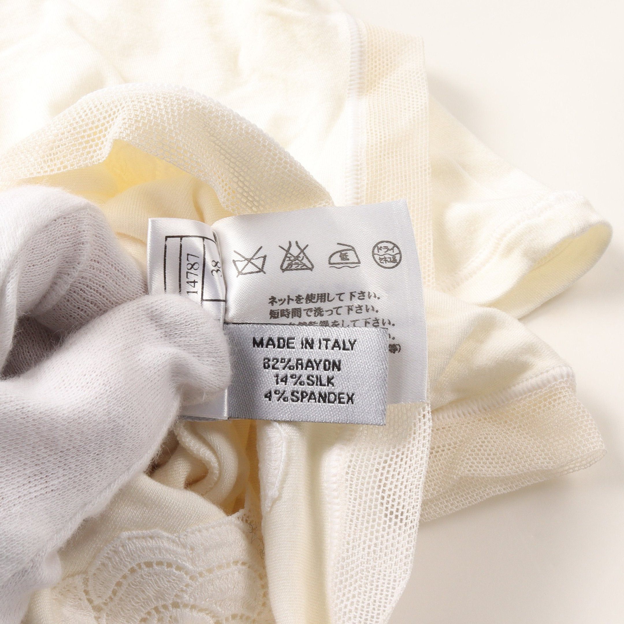 Chanel Chanel Camellia Cut And Sew Turtleneck No Sleeve Lace Rayon Silk Off White Size ONE SIZE - 4 Thumbnail