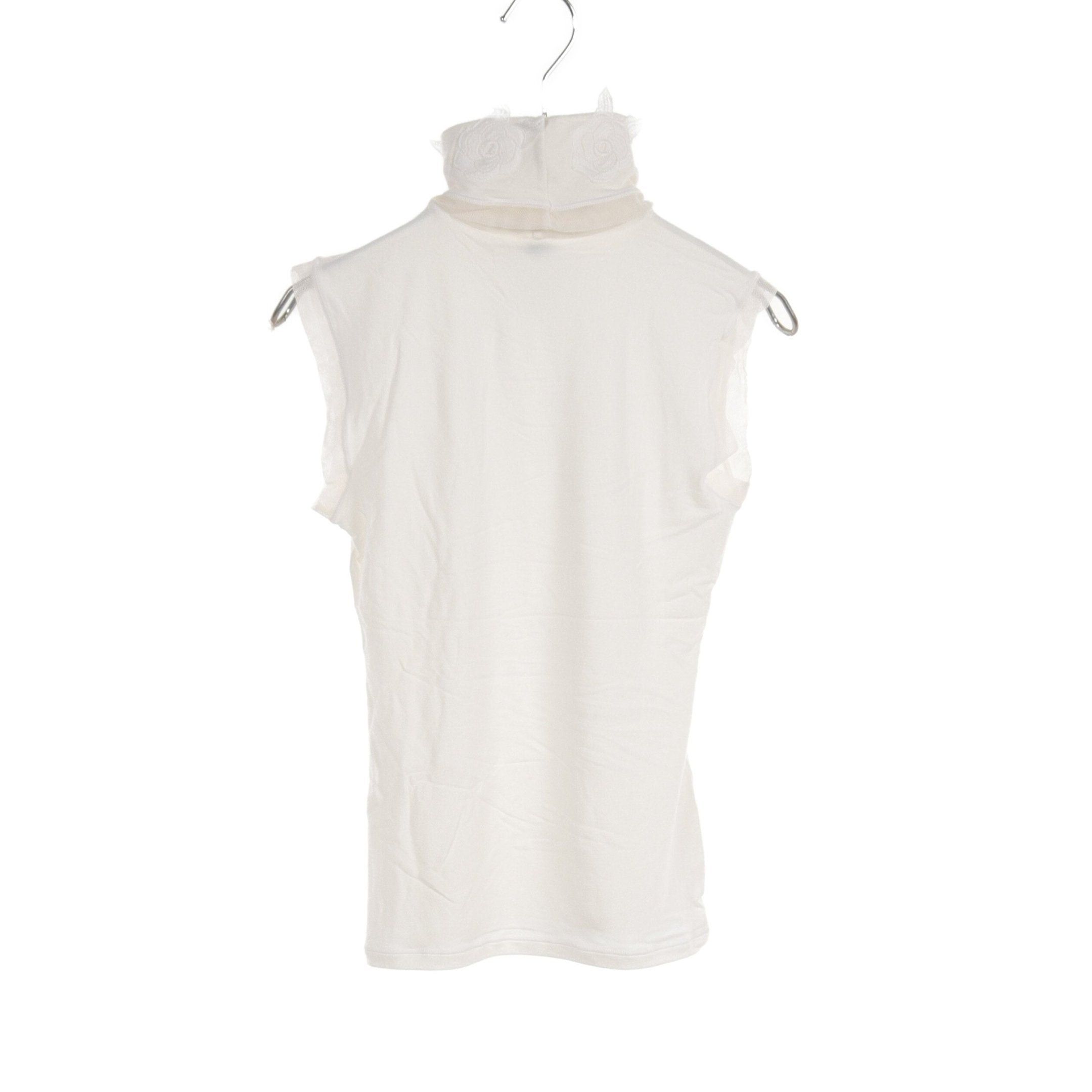 Chanel Chanel Camellia Cut And Sew Turtleneck No Sleeve Lace Rayon Silk Off White Size ONE SIZE - 2 Thumbnail