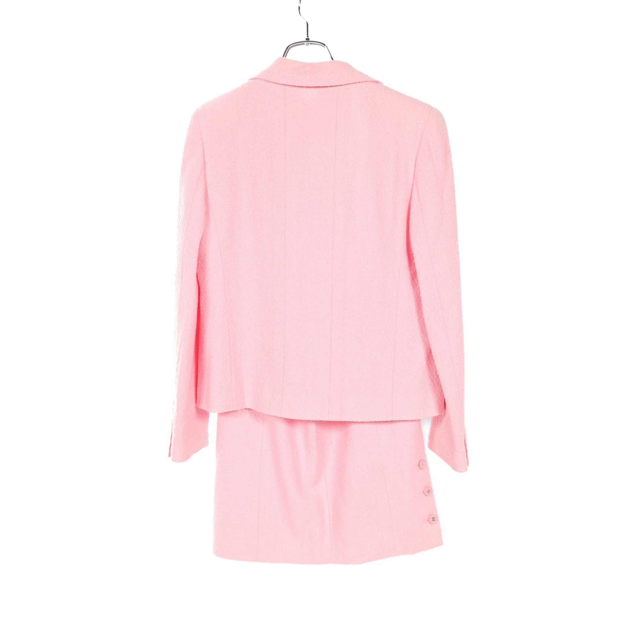 Chanel Chanel Cocomark Button Tweed Skirt Suit Set Up Wool Pink 96P Size ONE SIZE - 2 Thumbnail