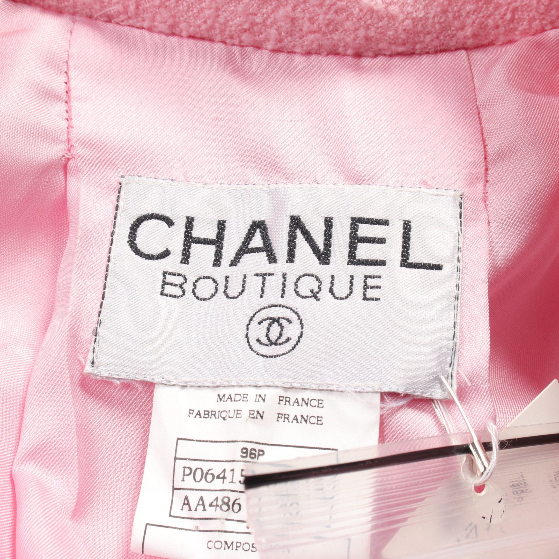 Chanel Chanel Cocomark Button Tweed Skirt Suit Set Up Wool Pink 96P Size ONE SIZE - 3 Thumbnail