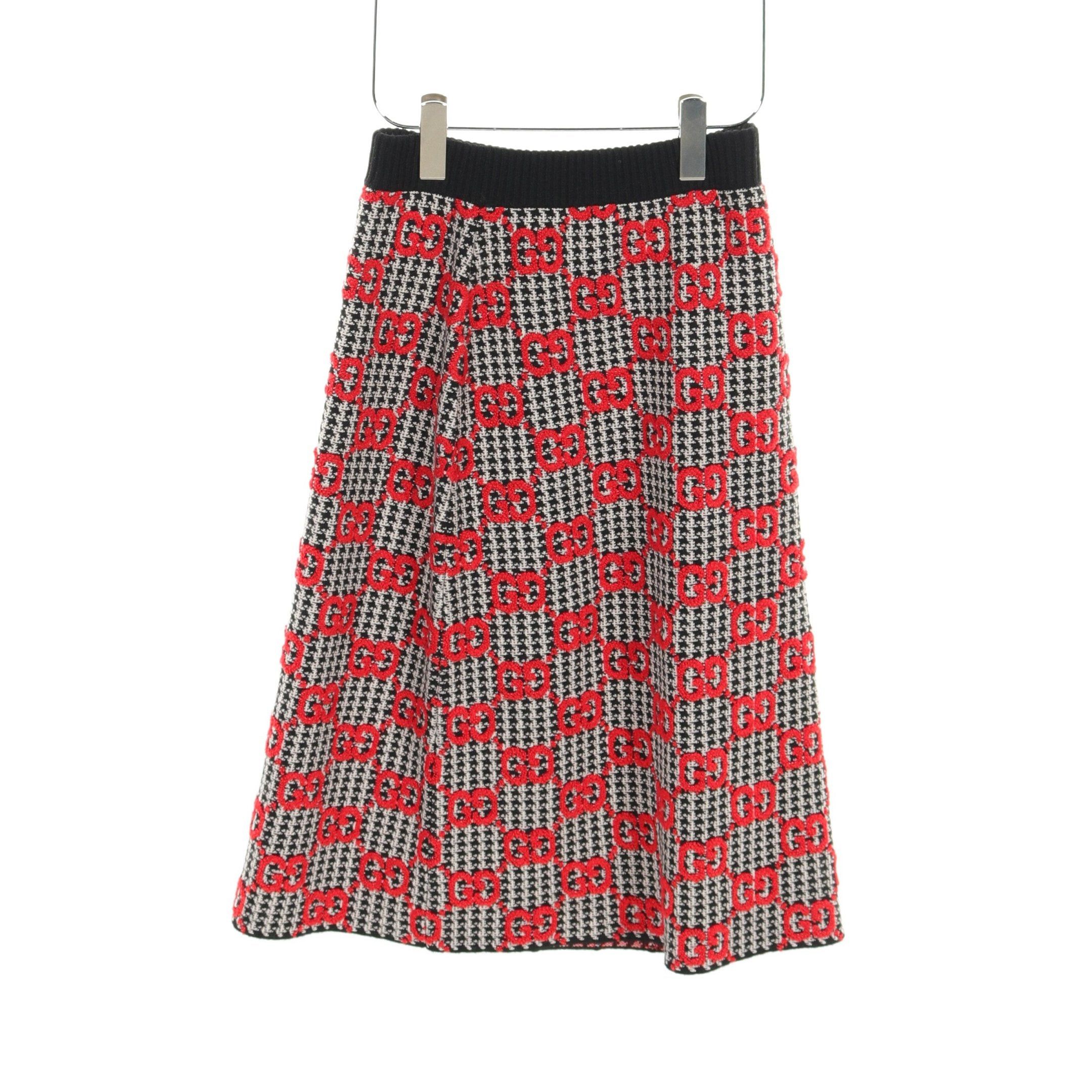 Gucci Gucci Gg Pattern Set Up Houndstooth Wool Black Red White Size ONE SIZE - 3 Thumbnail
