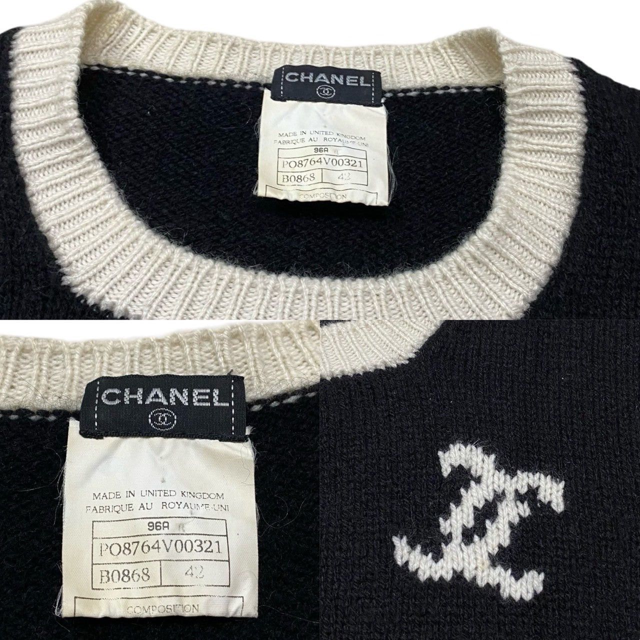 Chanel Chanel Black Cashmere Size ONE SIZE - 4 Thumbnail