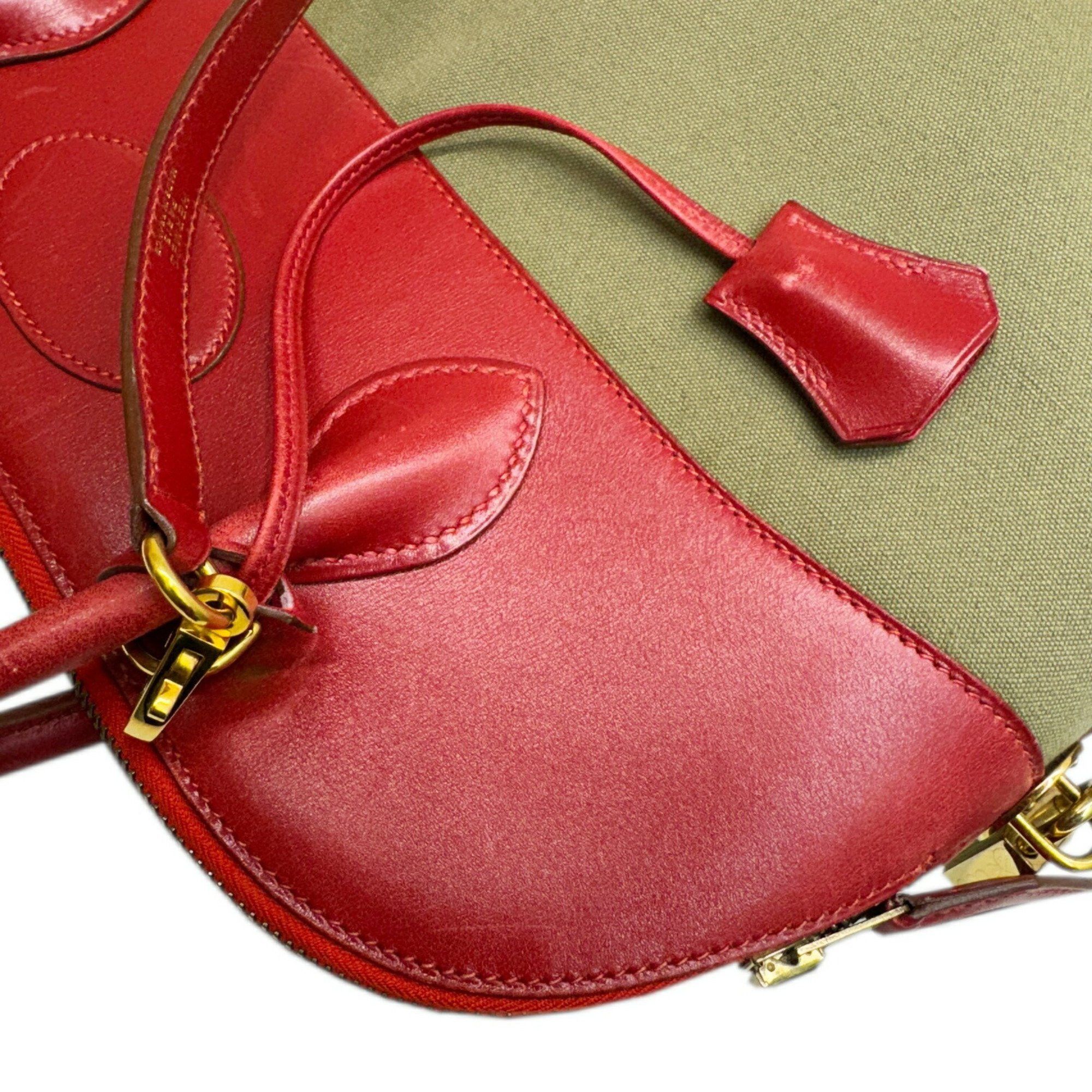 Hermes Hermes Handbag Shoulder Bag Bolide 35 Rouge Garance Khaki Box Calf Toile Officier 〇Y Stamp Manufactured in 1995 2way Women's Size ONE SIZE - 13 Thumbnail