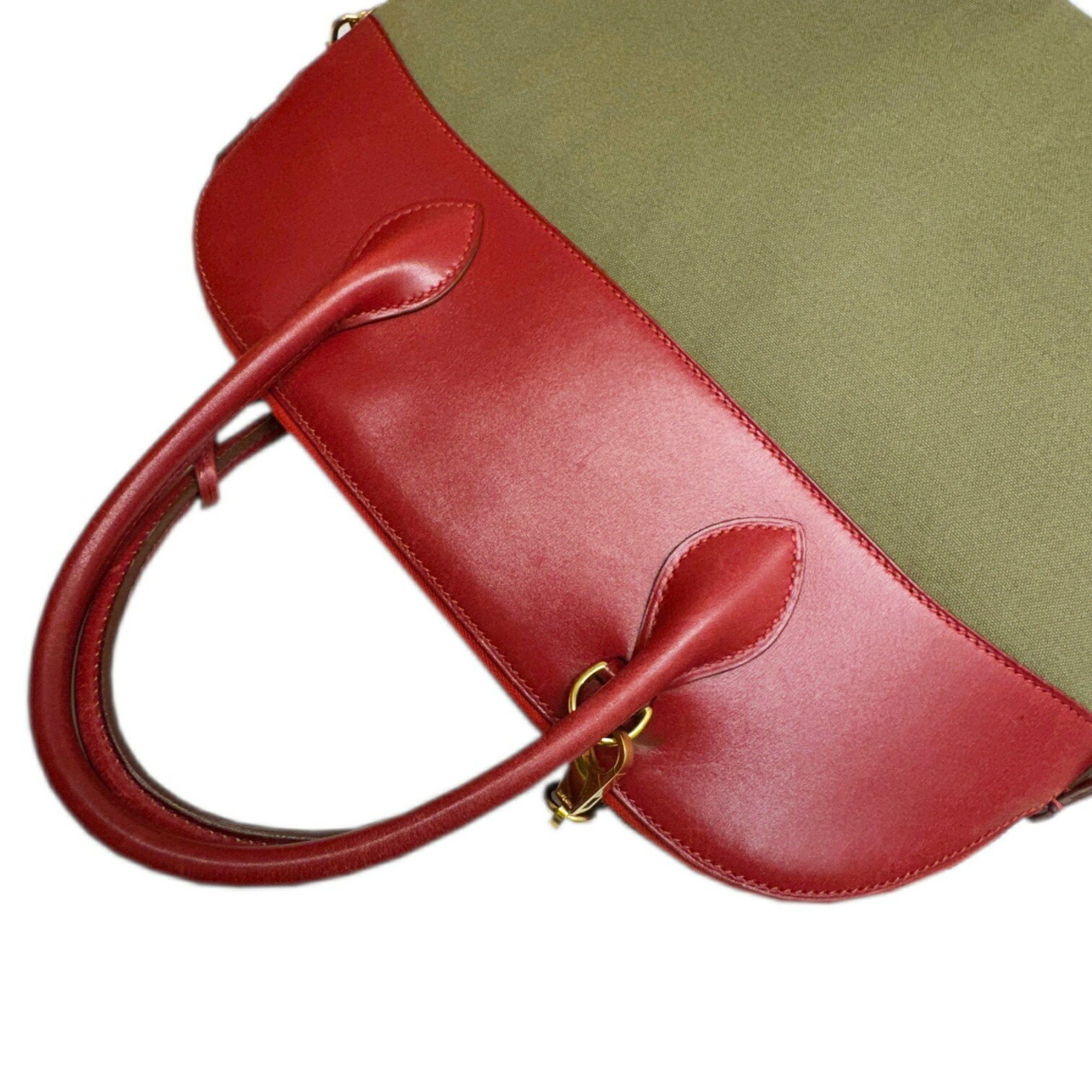 Hermes Hermes Handbag Shoulder Bag Bolide 35 Rouge Garance Khaki Box Calf Toile Officier 〇Y Stamp Manufactured in 1995 2way Women's Size ONE SIZE - 14 Thumbnail