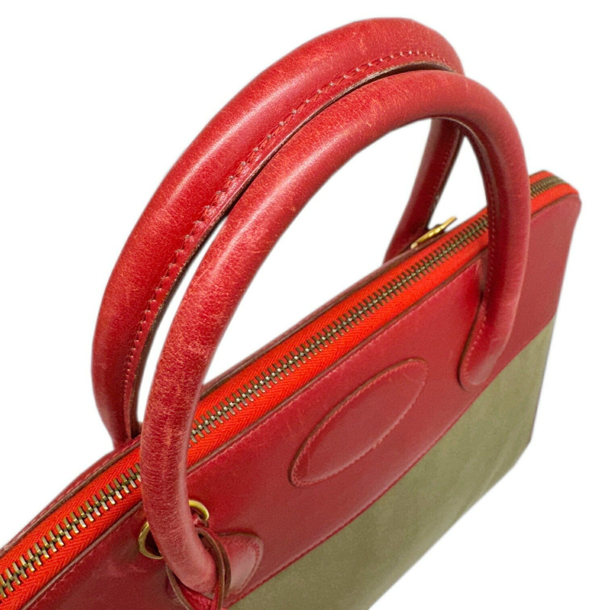 Hermes Hermes Handbag Shoulder Bag Bolide 35 Rouge Garance Khaki Box Calf Toile Officier 〇Y Stamp Manufactured in 1995 2way Women's Size ONE SIZE - 16 Thumbnail