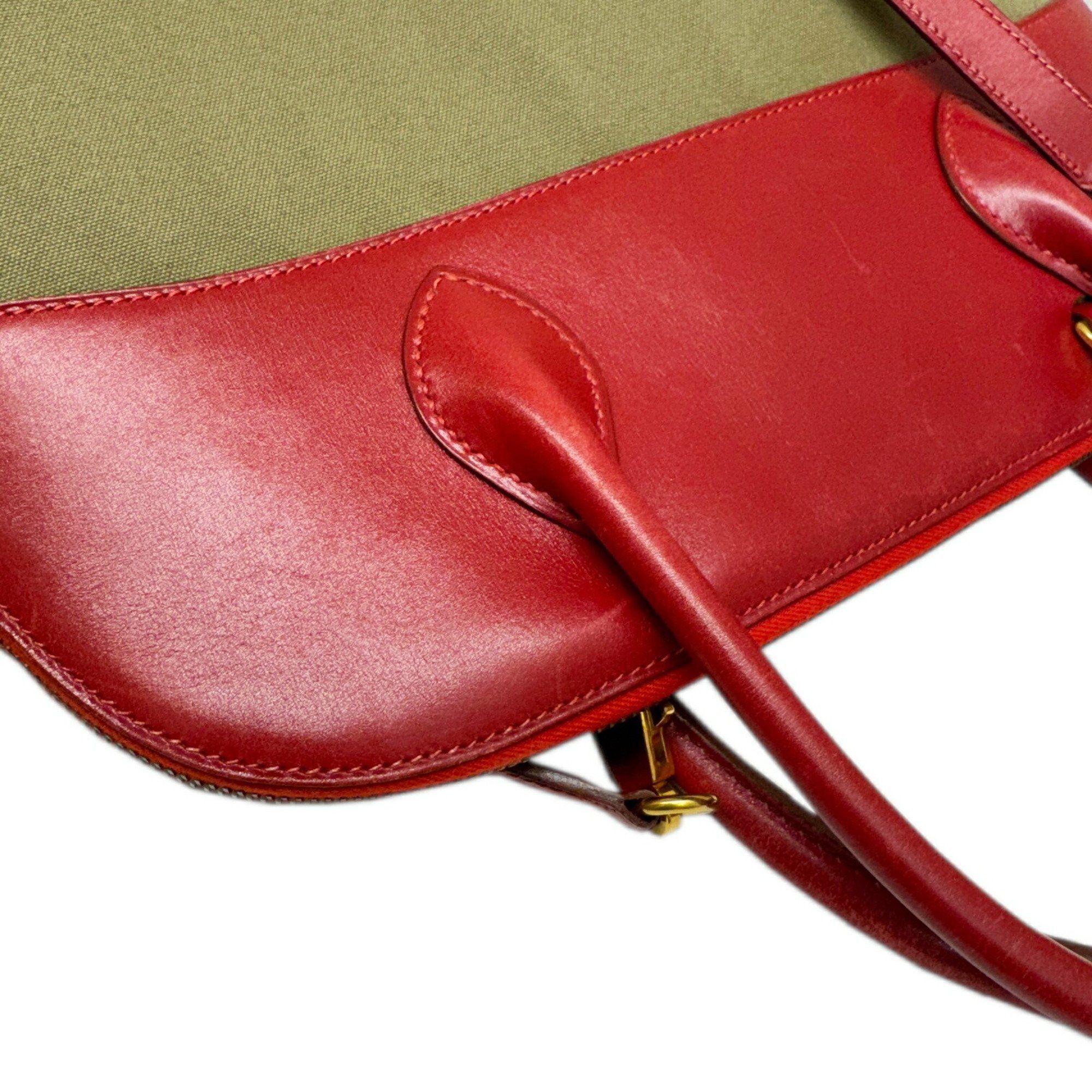 Hermes Hermes Handbag Shoulder Bag Bolide 35 Rouge Garance Khaki Box Calf Toile Officier 〇Y Stamp Manufactured in 1995 2way Women's Size ONE SIZE - 10 Thumbnail
