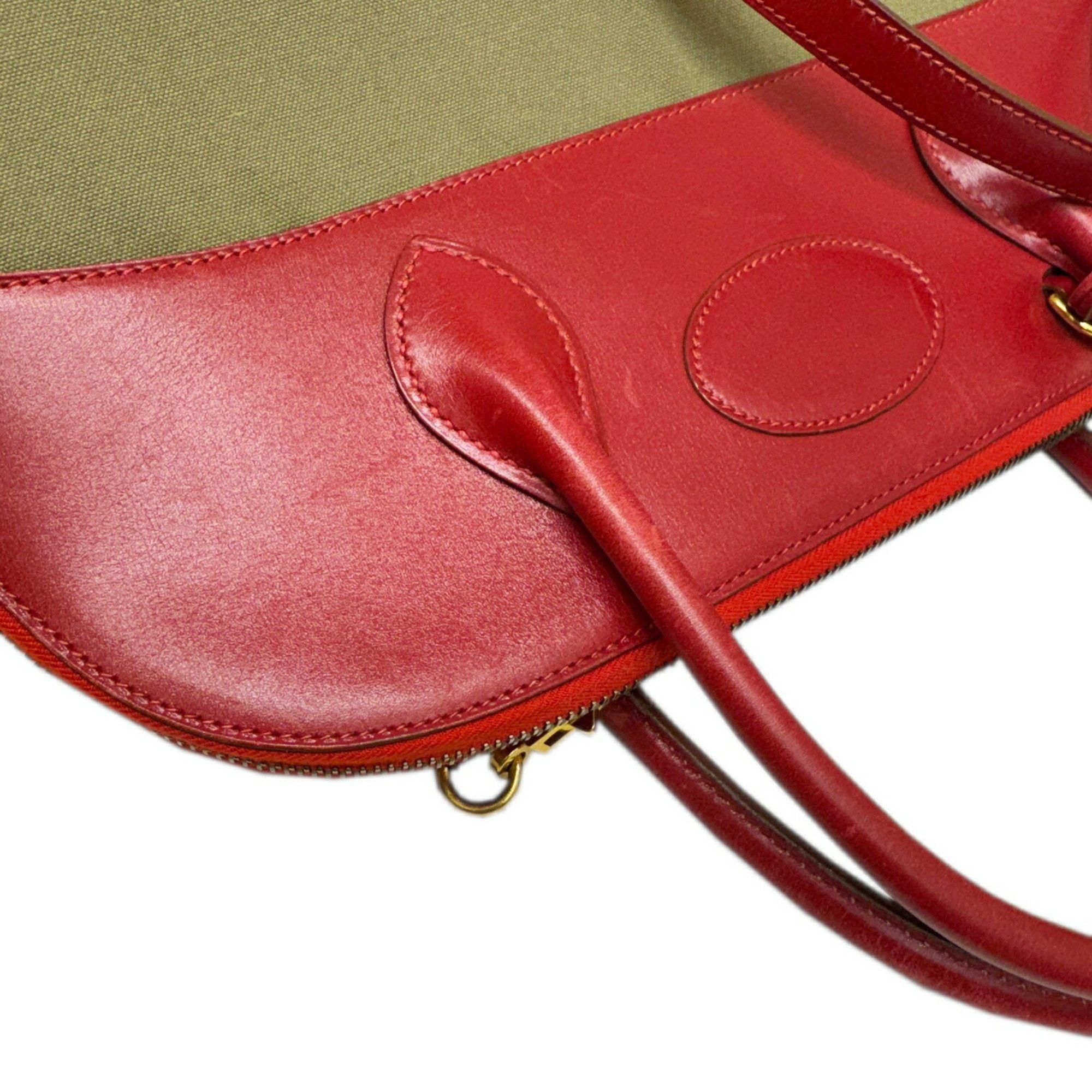 Hermes Hermes Handbag Shoulder Bag Bolide 35 Rouge Garance Khaki Box Calf Toile Officier 〇Y Stamp Manufactured in 1995 2way Women's Size ONE SIZE - 12 Thumbnail