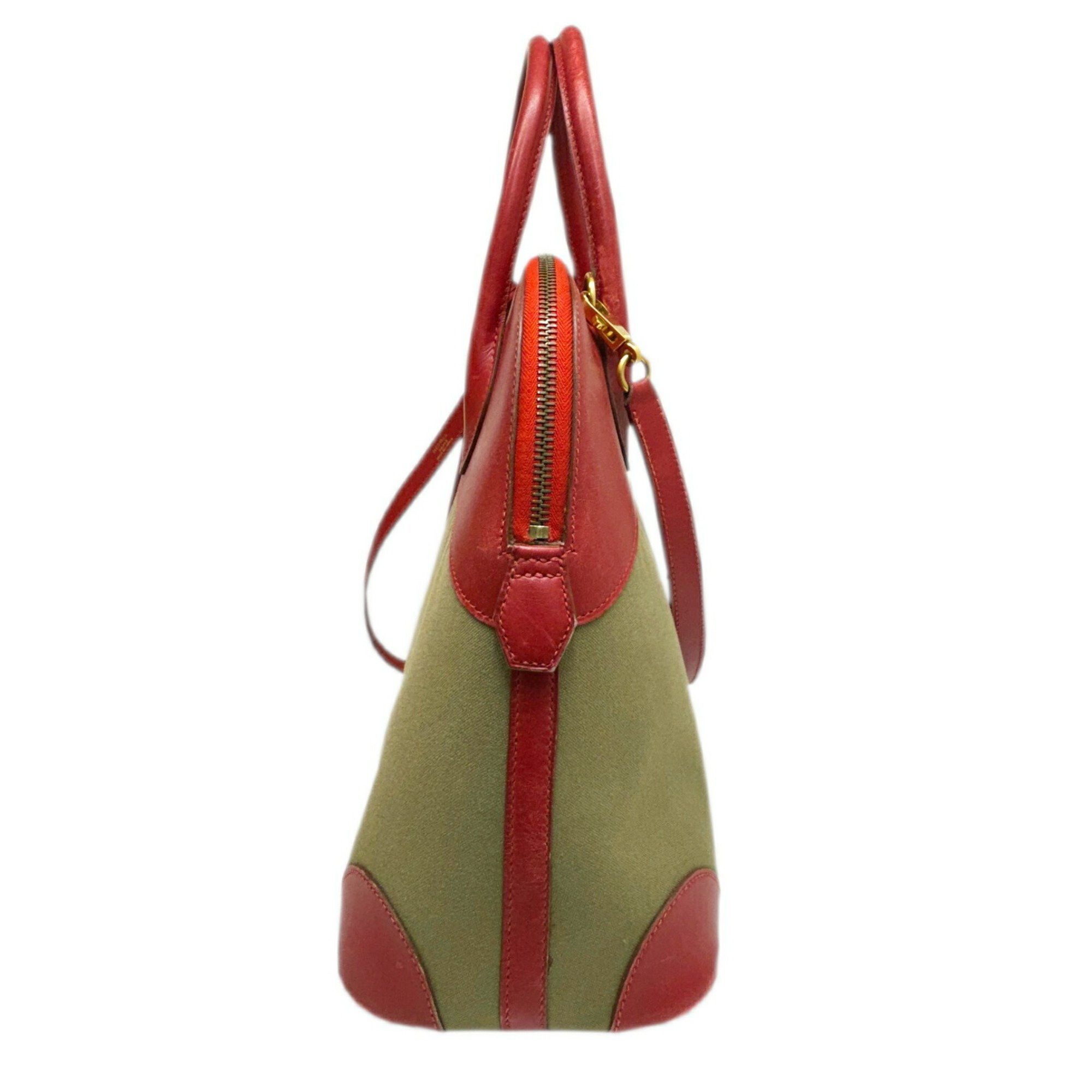 Hermes Hermes Handbag Shoulder Bag Bolide 35 Rouge Garance Khaki Box Calf Toile Officier 〇Y Stamp Manufactured in 1995 2way Women's Size ONE SIZE - 3 Thumbnail