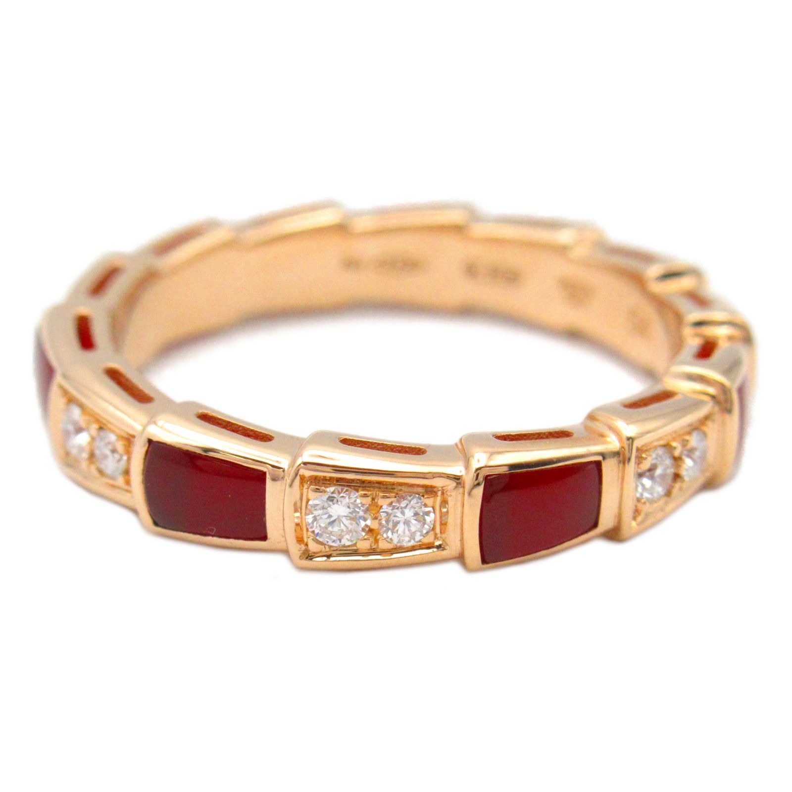 Bvlgari Bvlgari Serpenti Viper Ring K18Pg (Pink Gold) Diamond Carnelian Red Clear Size ONE SIZE - 3 Thumbnail