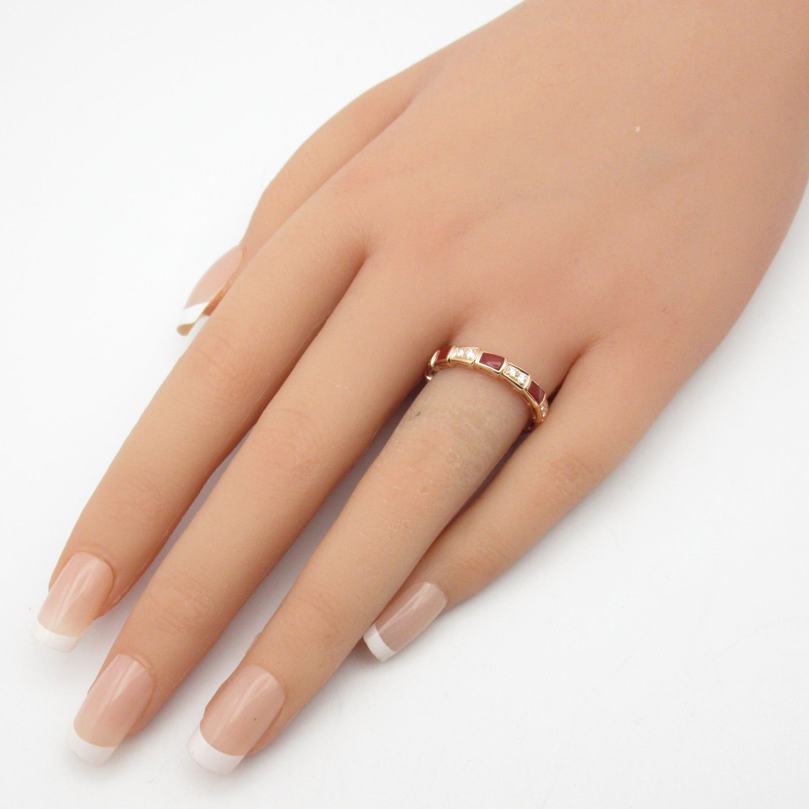 Bvlgari Bvlgari Serpenti Viper Ring K18Pg (Pink Gold) Diamond Carnelian Red Clear Size ONE SIZE - 9 Thumbnail