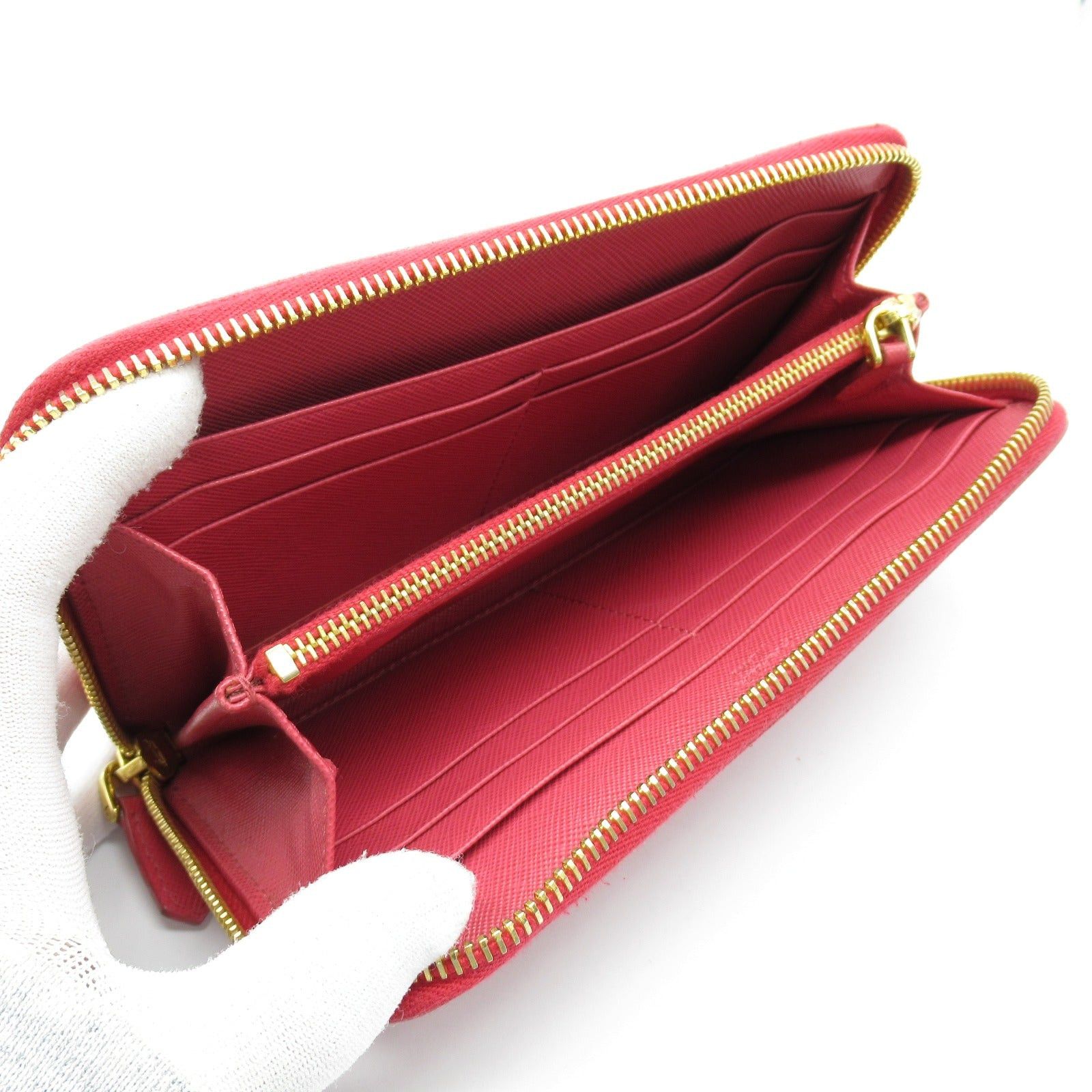 Prada Prada Round Long Wallet Zipper Saffiano Leather Pink Size ONE SIZE - 5 Thumbnail