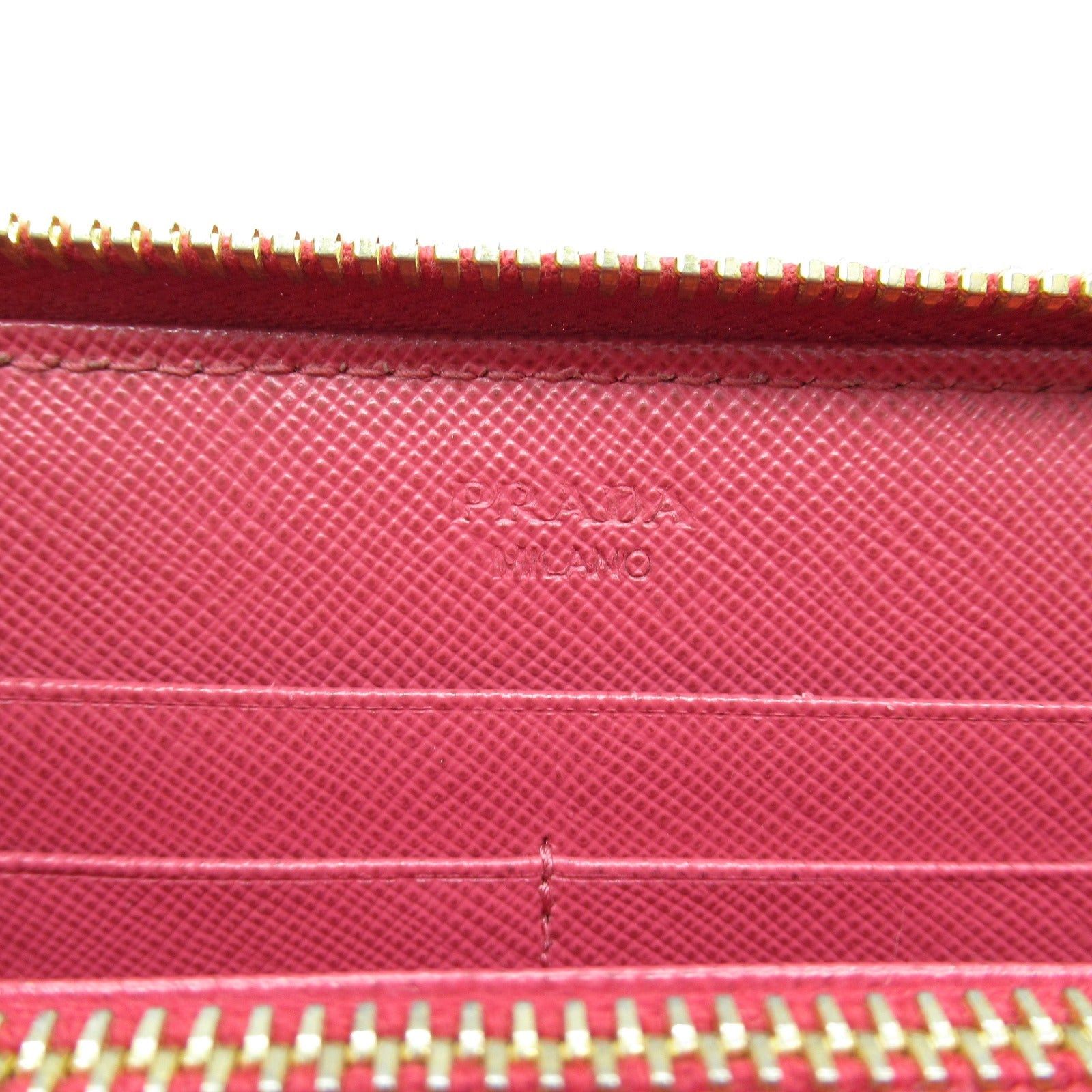 Prada Prada Round Long Wallet Zipper Saffiano Leather Pink Size ONE SIZE - 6 Thumbnail