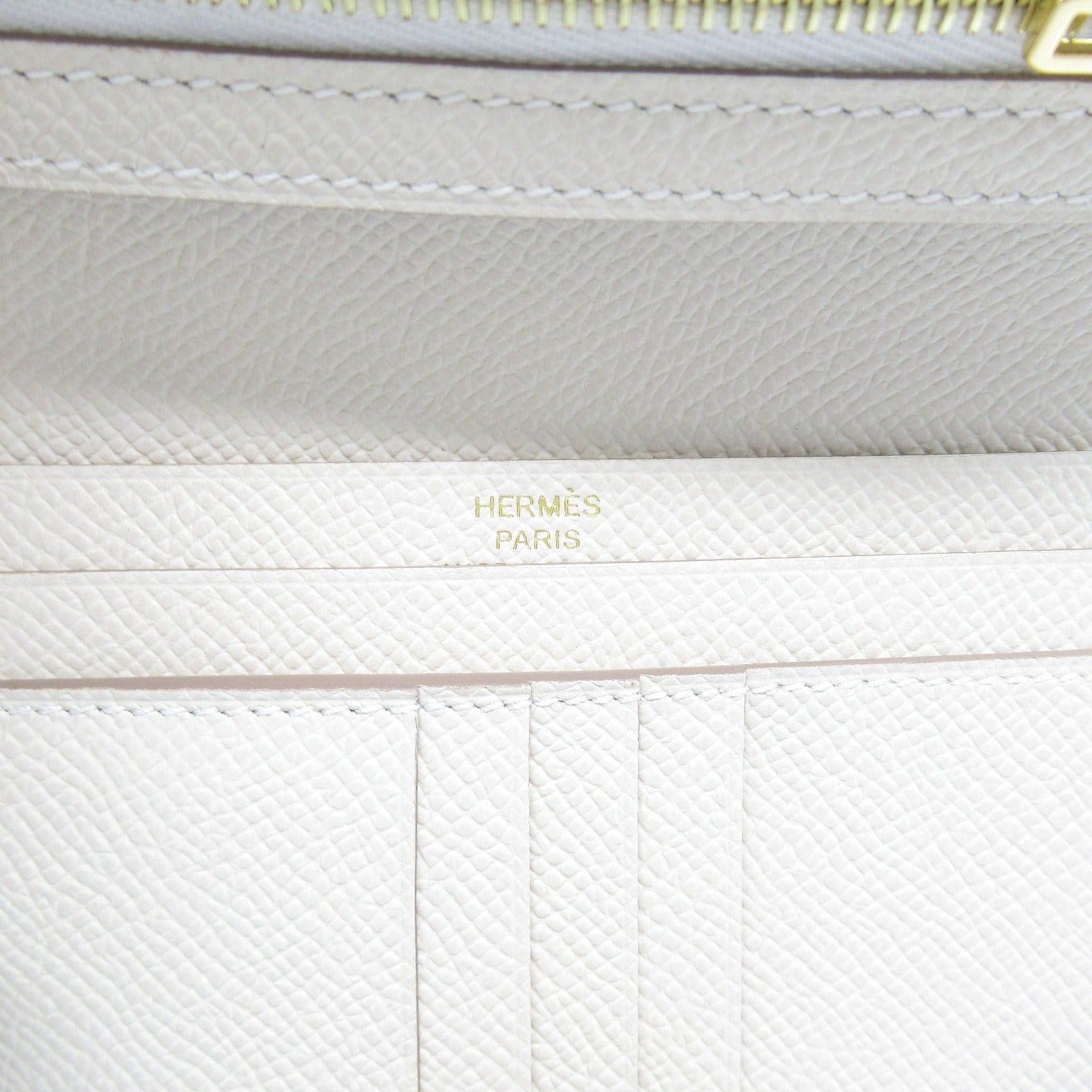 Hermes Hermes Bearn Compact Kure Bi-Fold Wallet Leather Veau Epsom Ivory Gold Hardware Double Engraved Size ONE SIZE - 6 Thumbnail
