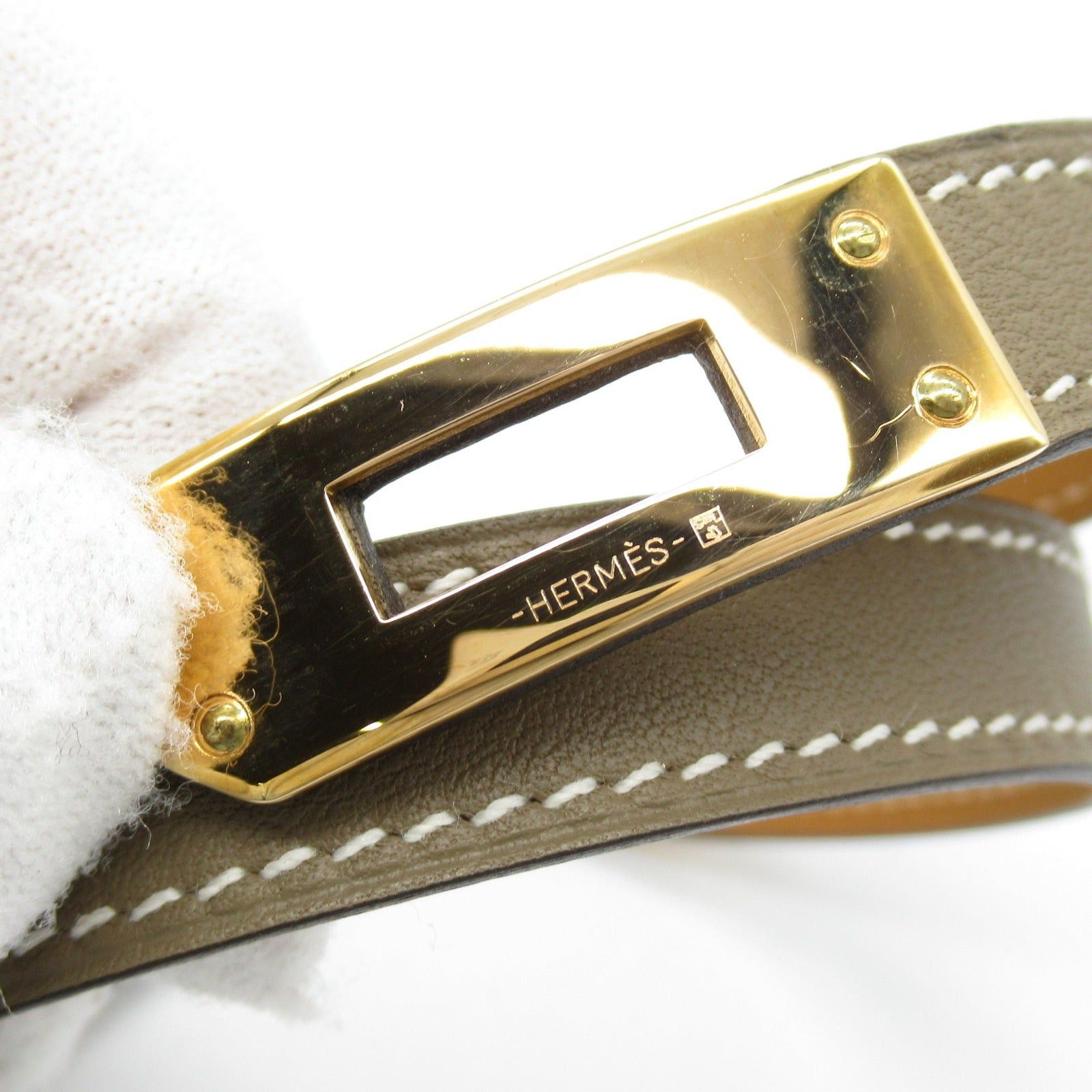 Hermes Hermes Kelly Double Tour Etoupe Bracelet Leather Veau Swift Gray D Stamp Size ONE SIZE - 5 Thumbnail