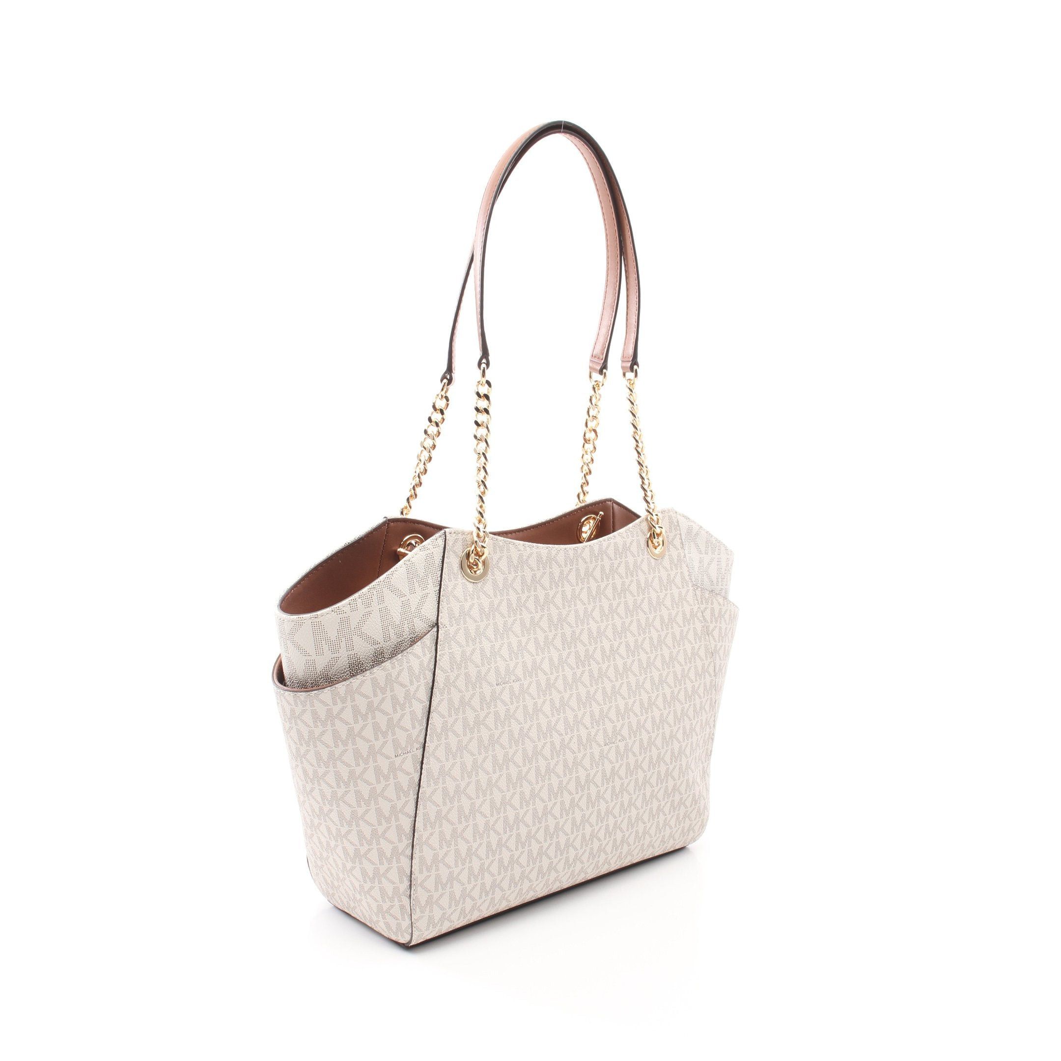Michael Kors Michael Kors Jet Set Travel Chain Shoulder Bag Tote Leather White Light Brown Size ONE SIZE - 2 Thumbnail