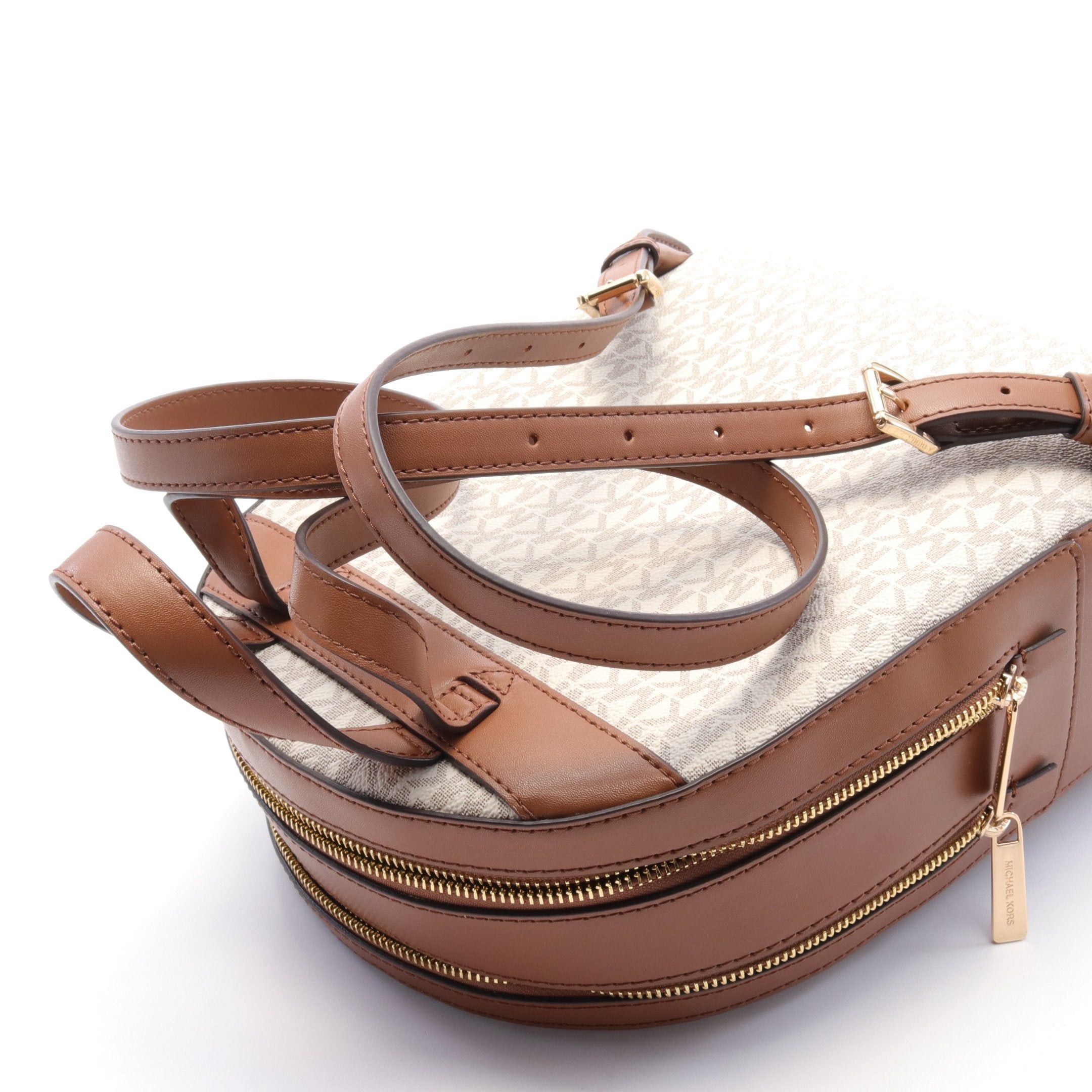 Michael Kors Michael Kors Jaycee Backpack Rucksack Leather White Brown Size ONE SIZE - 5 Thumbnail